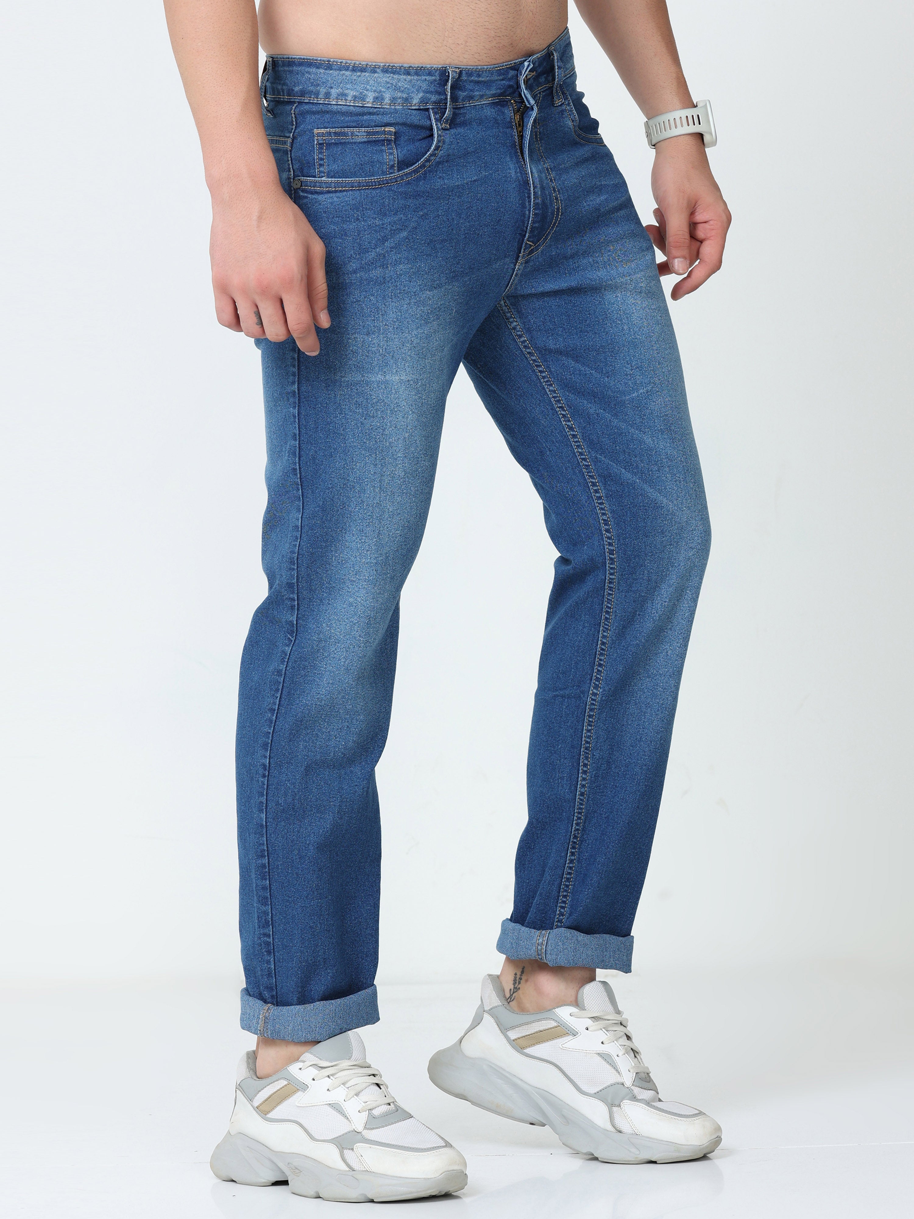 Slate Blue Men Slim Regular Fit Jeans