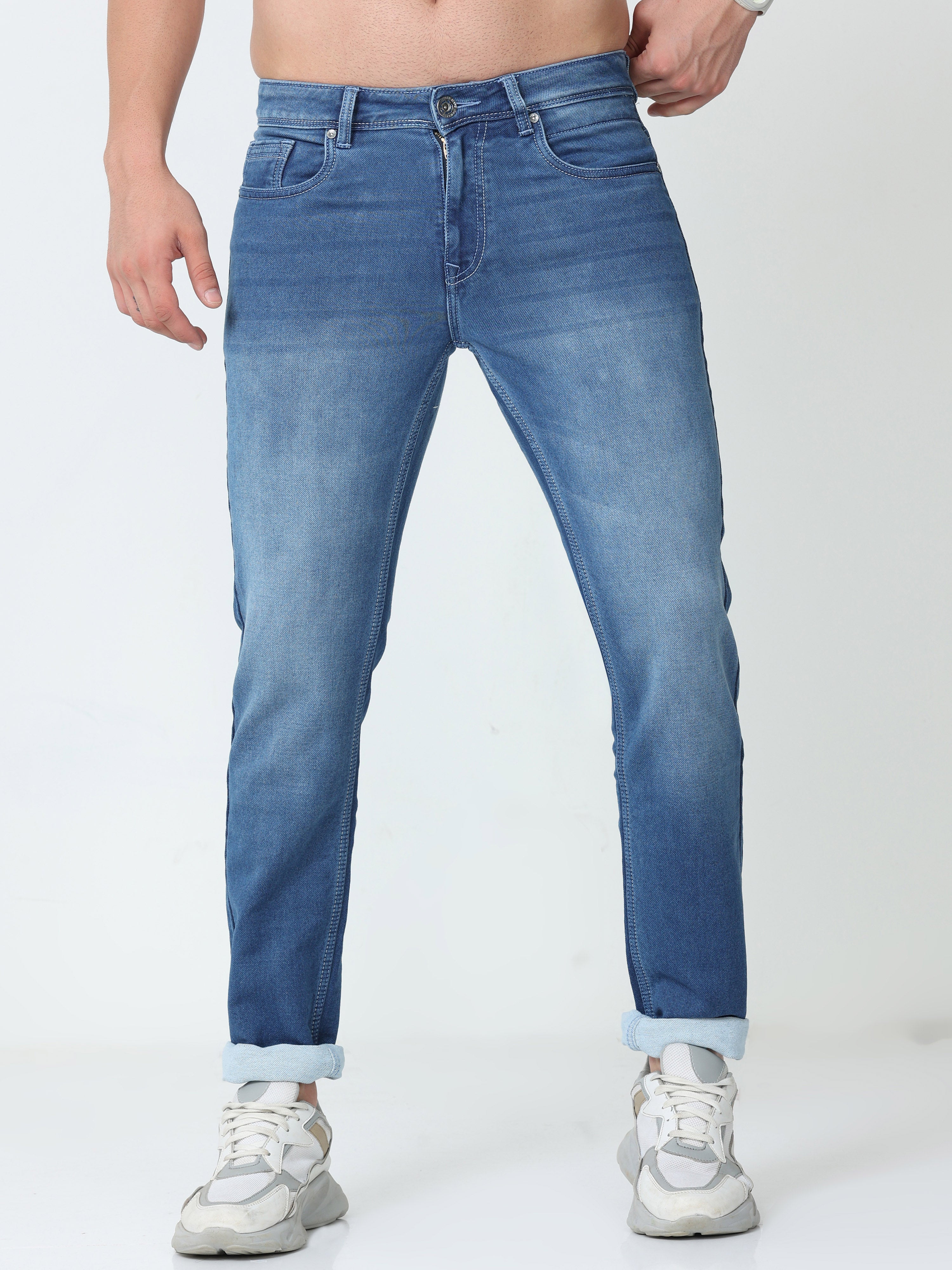 Faded Blue Men Slim Fit Jeans