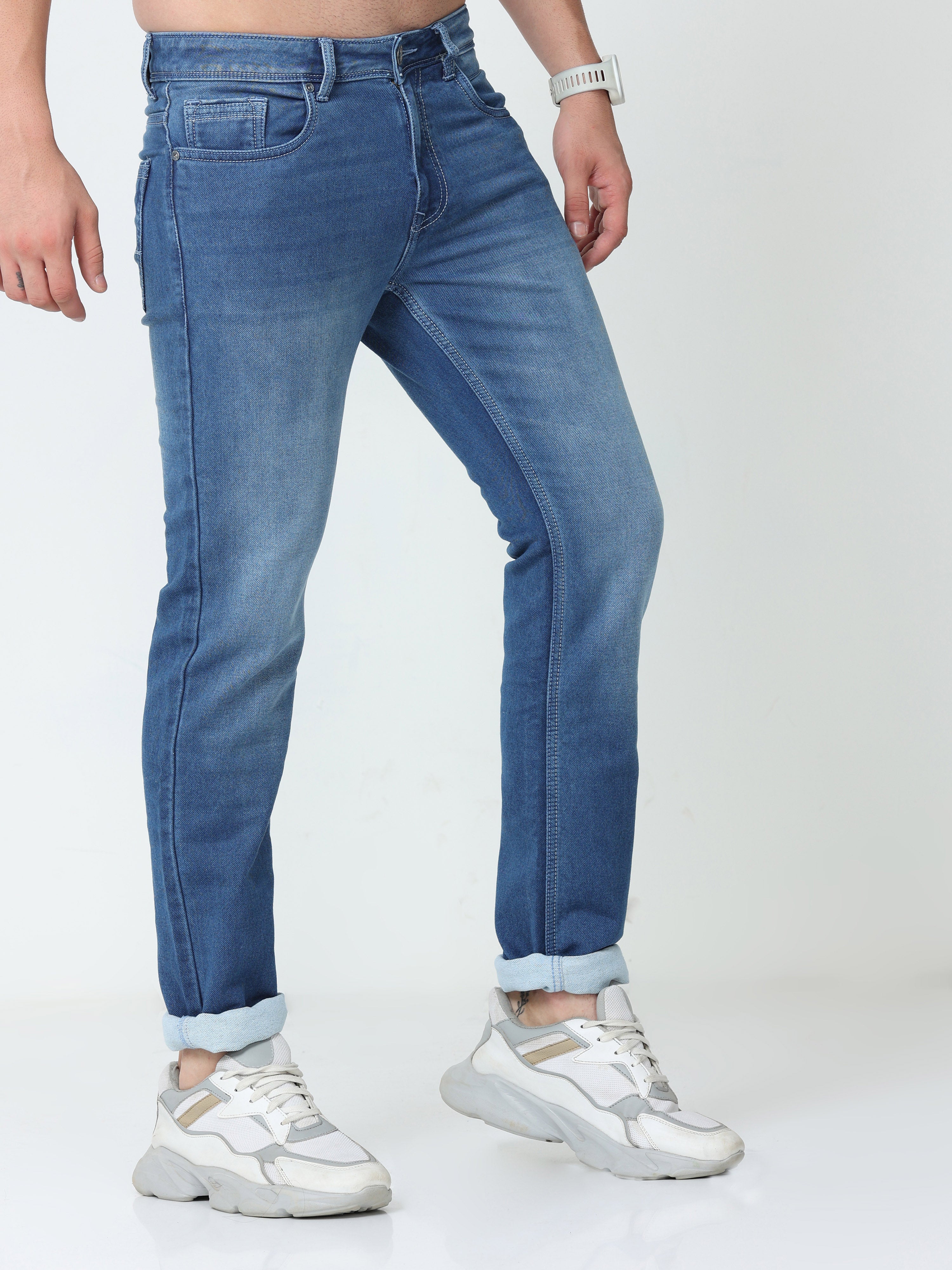Faded Blue Men Slim Fit Jeans