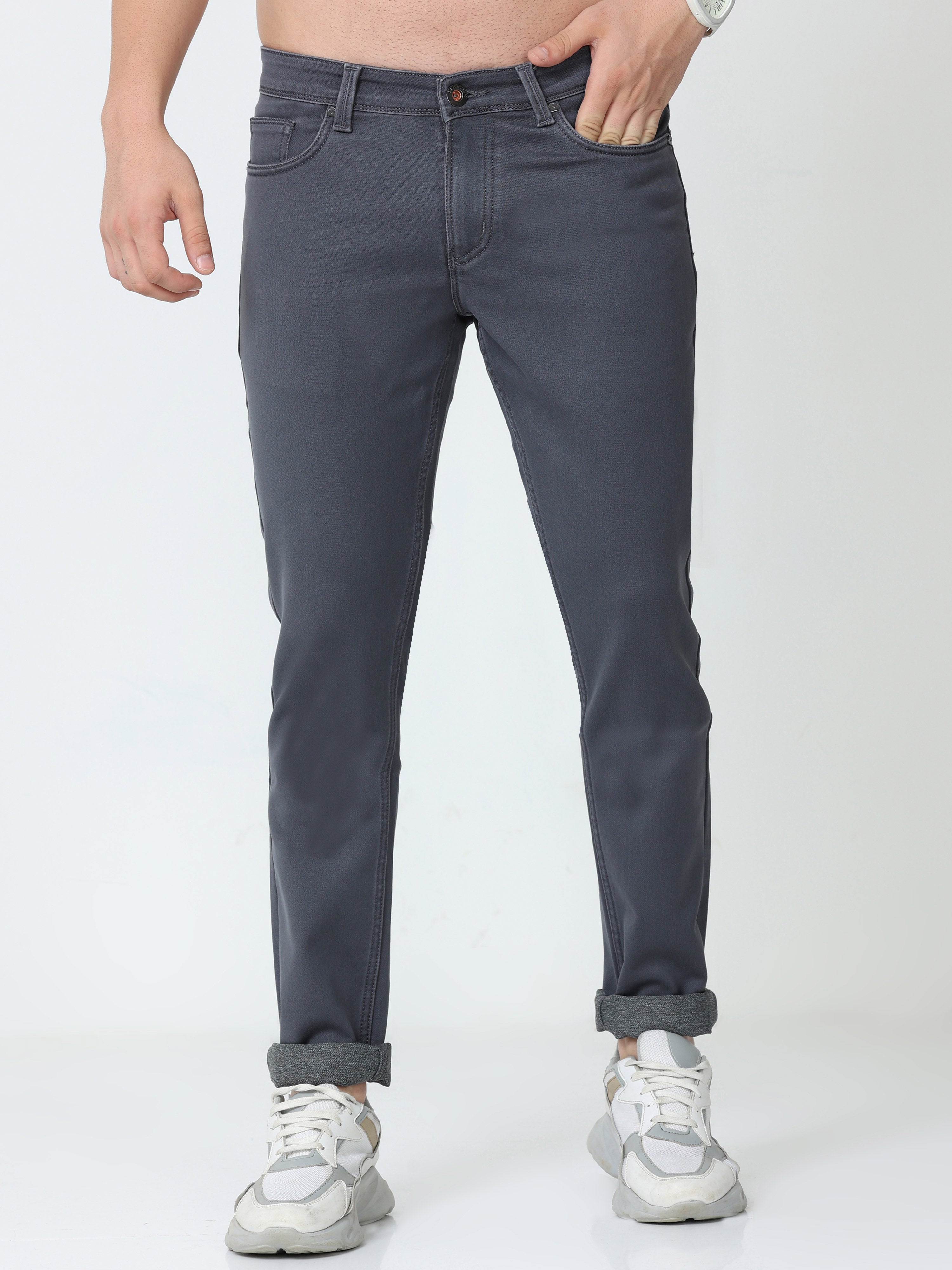 Men Slim Fit Anchor Grey Jeans