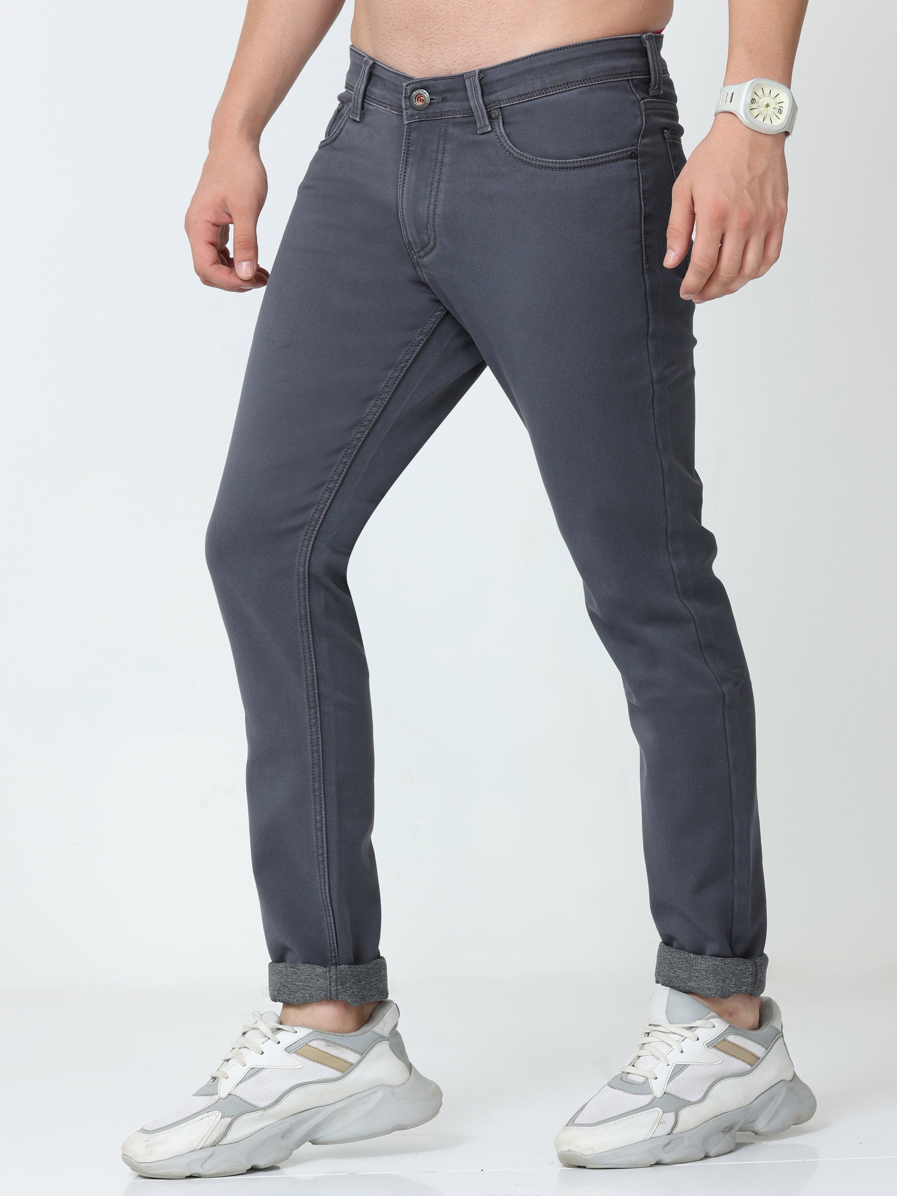 Men Slim Fit Anchor Grey Jeans