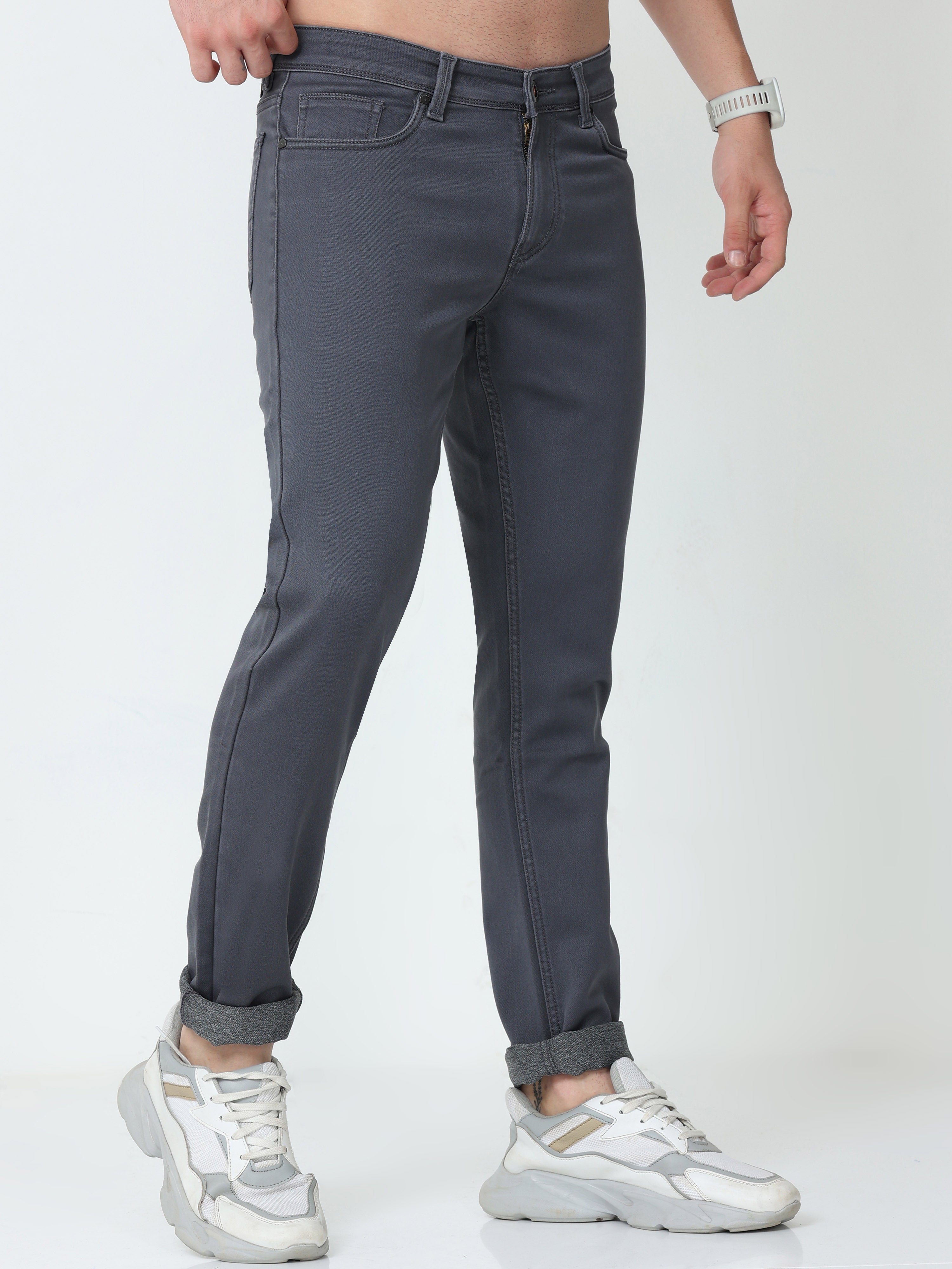 Men Slim Fit Anchor Grey Jeans