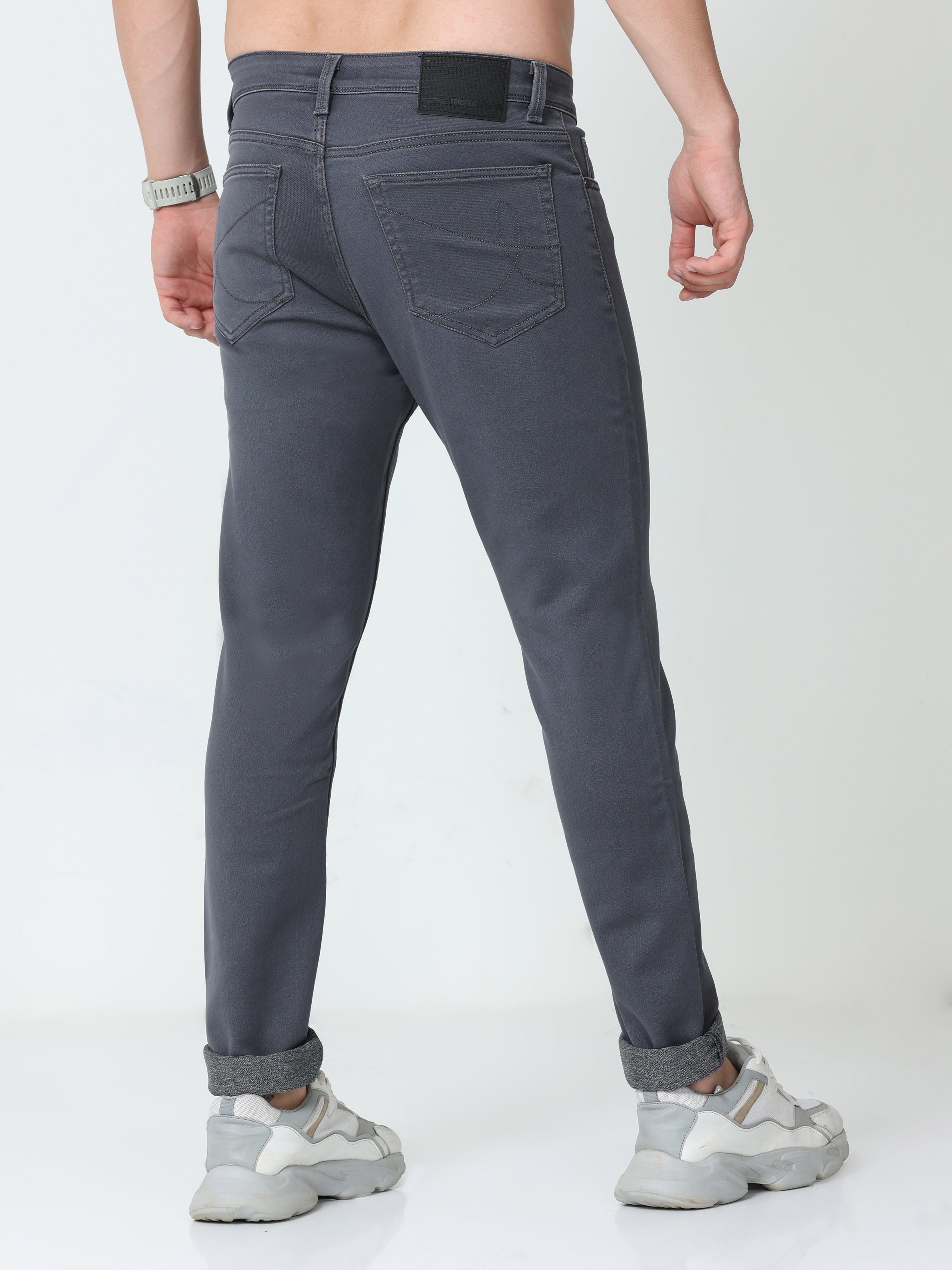 Men Slim Fit Anchor Grey Jeans