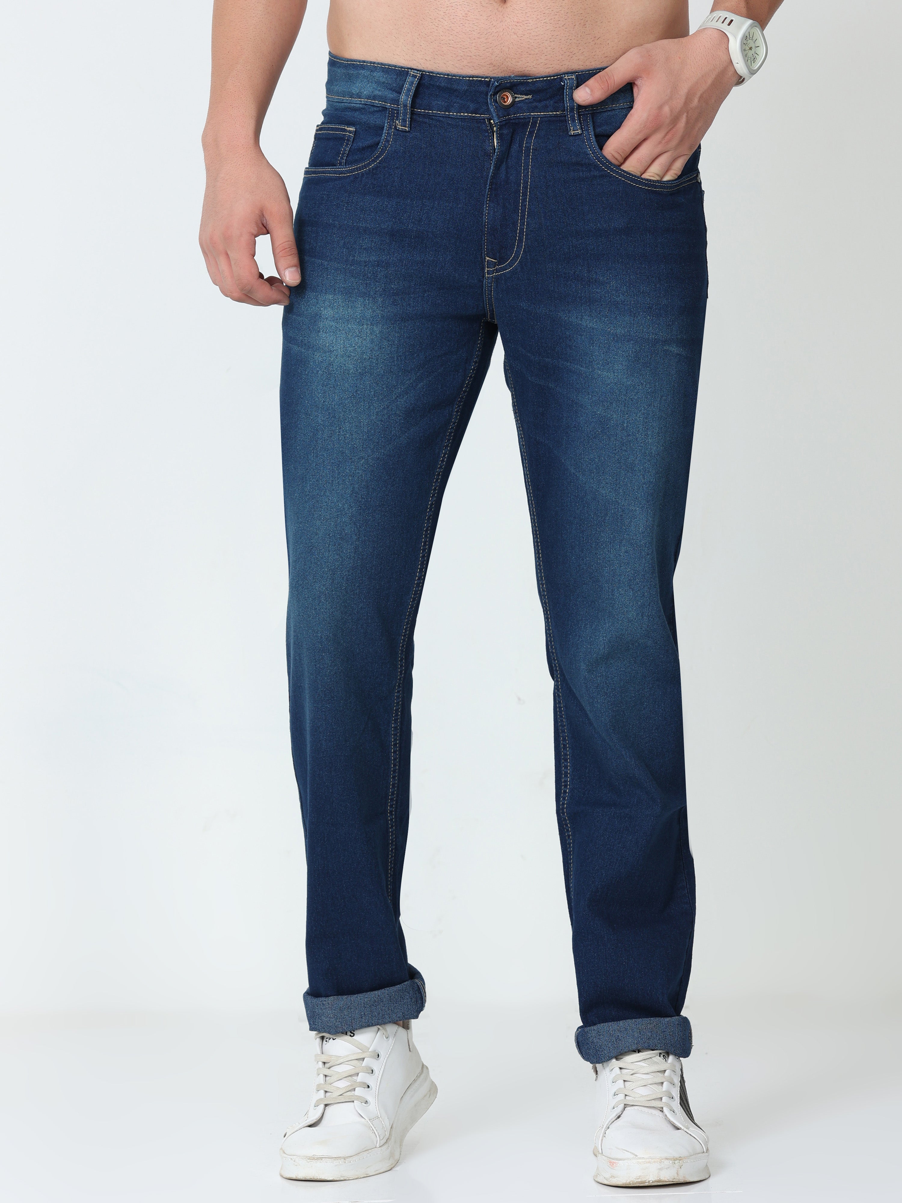 Tealish Blue Men Slim Regular Fit Jeans