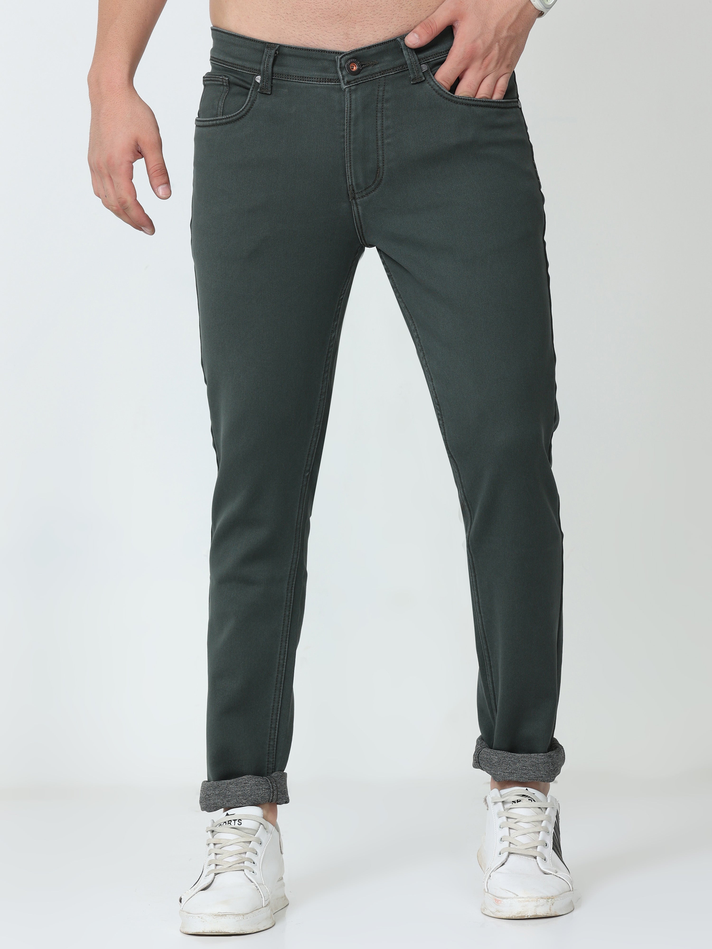 Men Slim Fit Enzyme Military Jeans