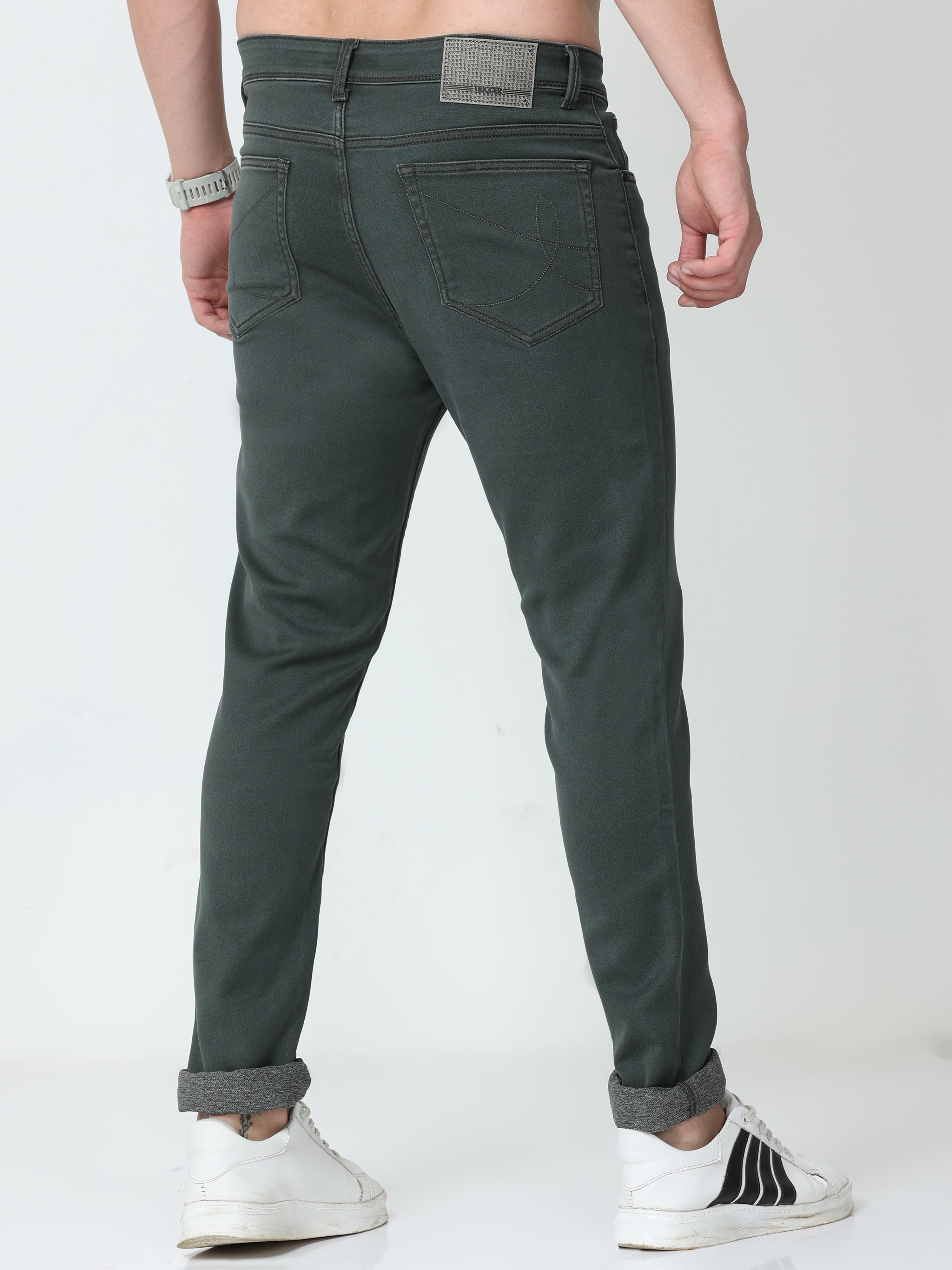 Men Slim Fit Enzyme Military Jeans