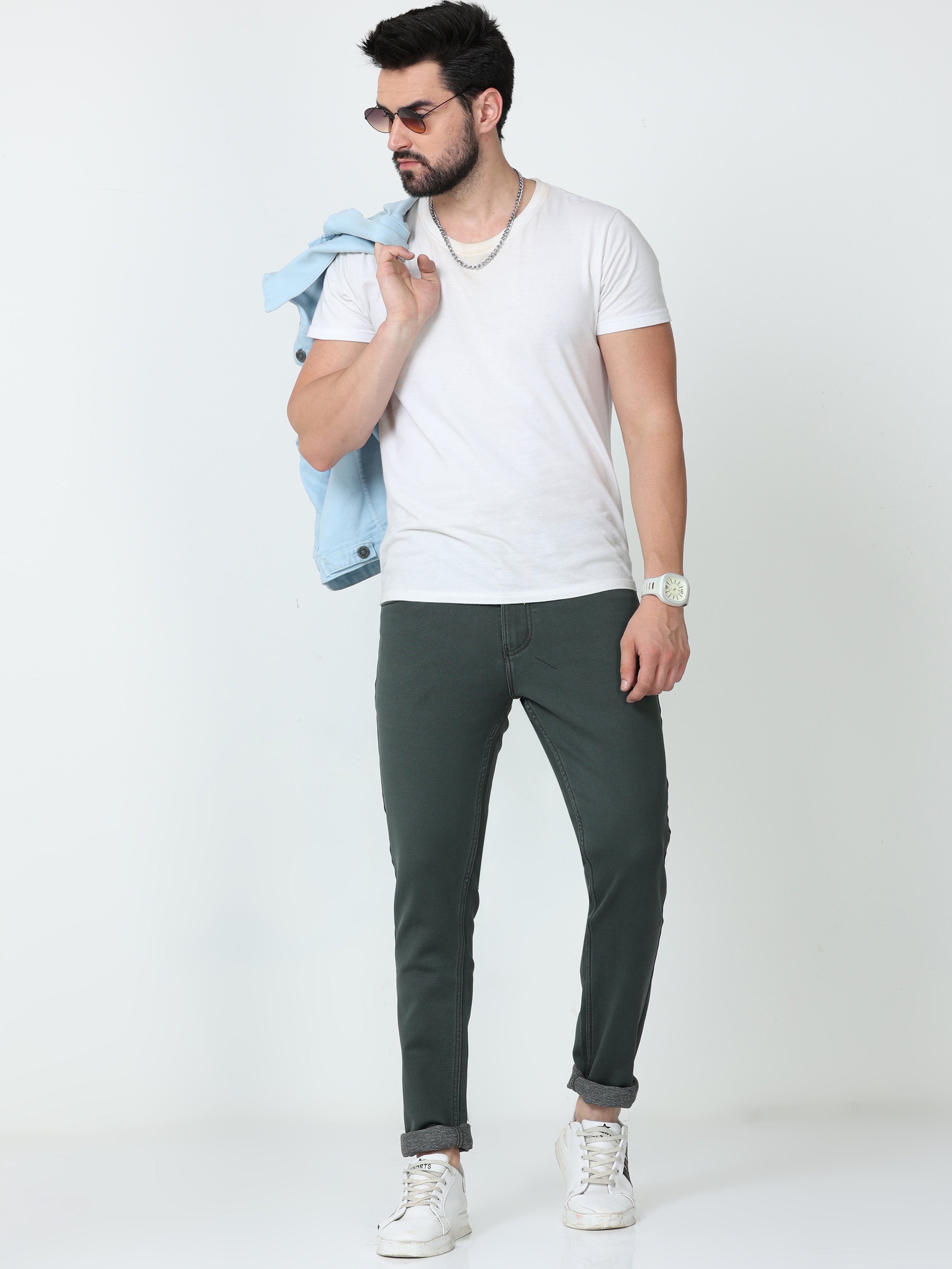 Men Slim Fit Enzyme Military Jeans