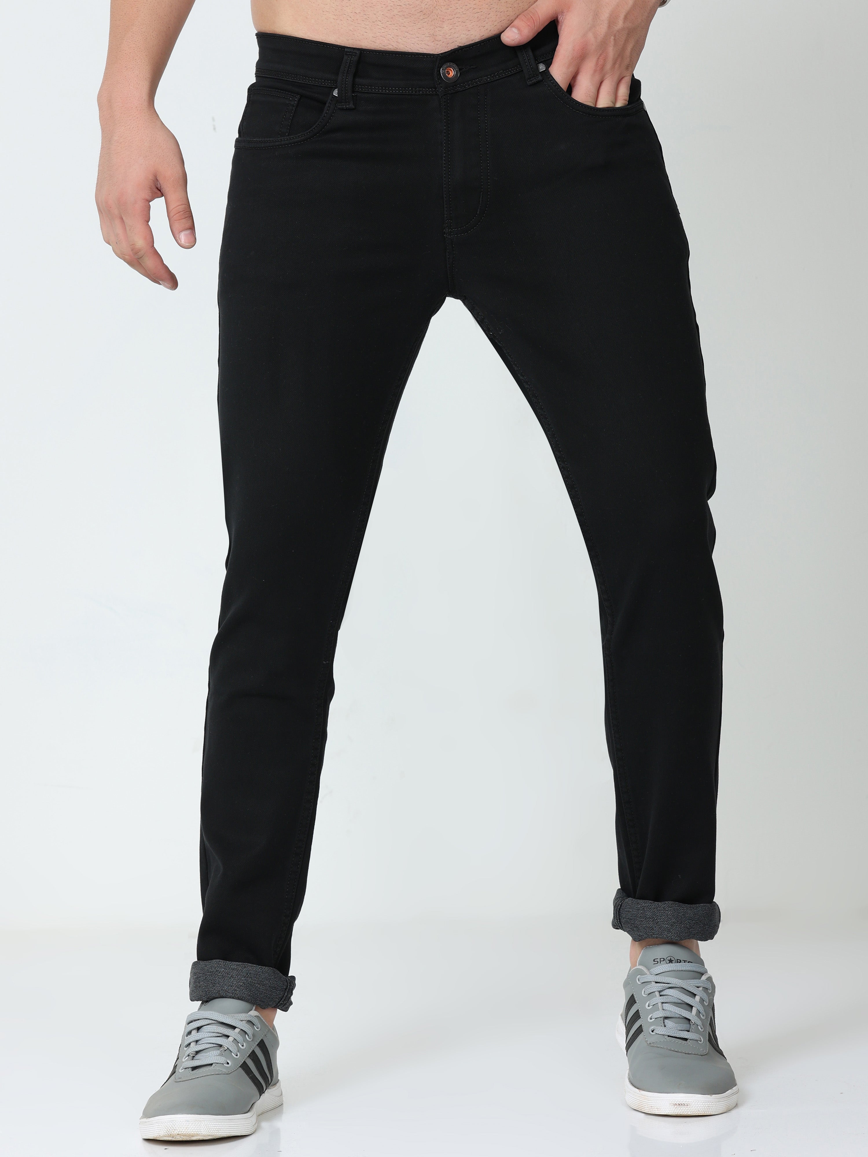 Men Slim Fit  Enzyme Black Jeans