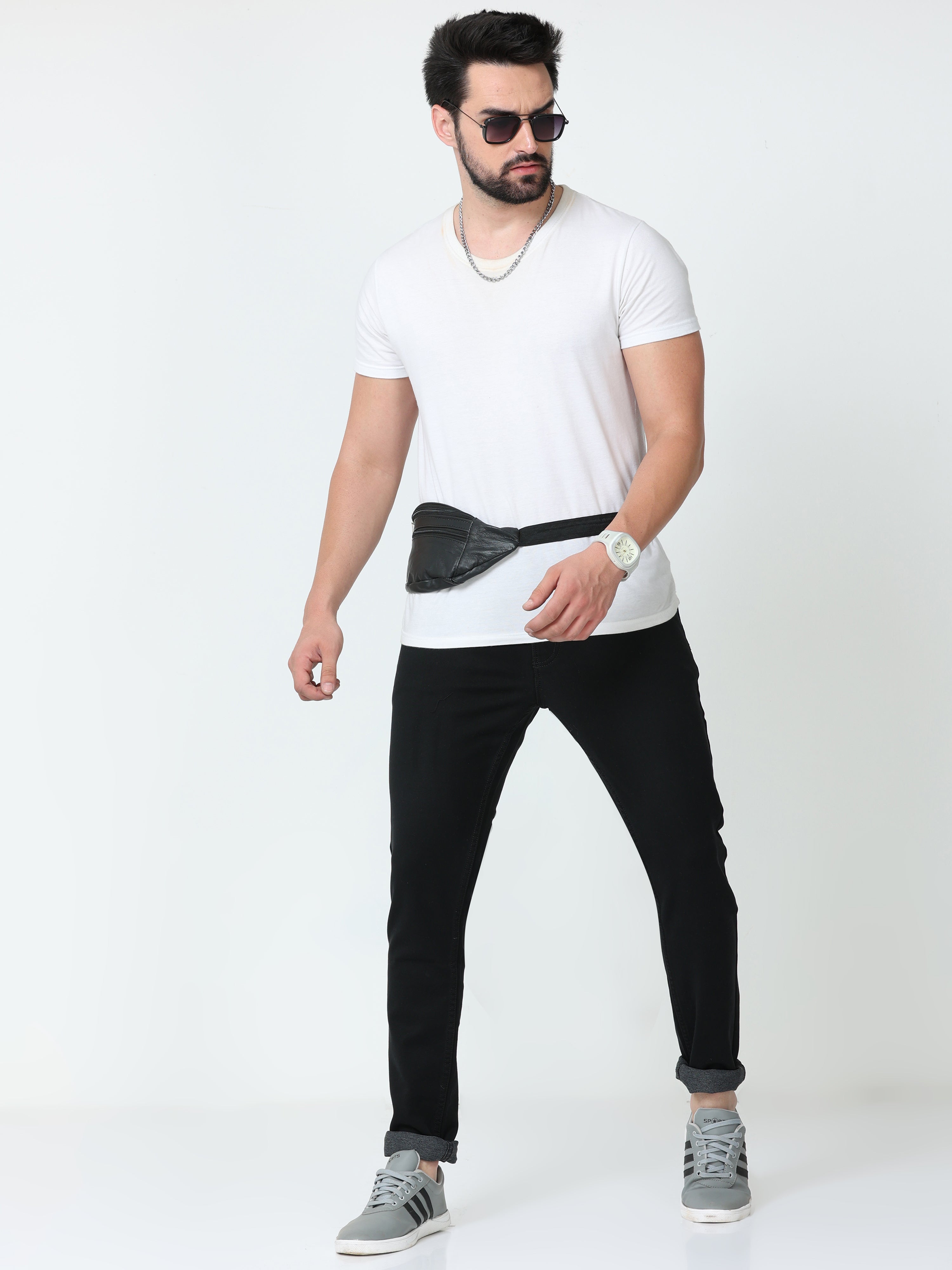 Men Slim Fit  Enzyme Black Jeans
