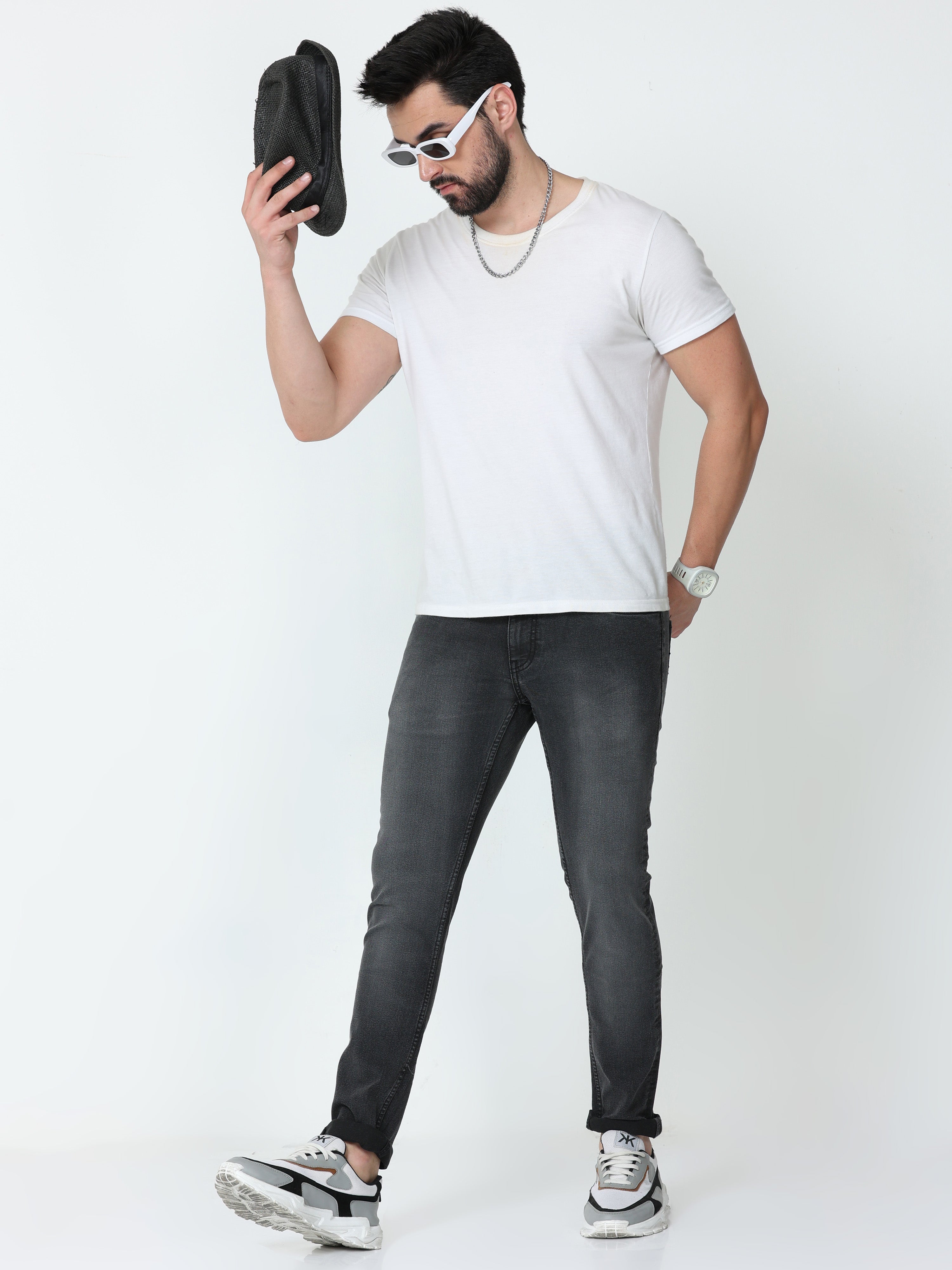 Carbon Grey Men Skinny Fit Jeans