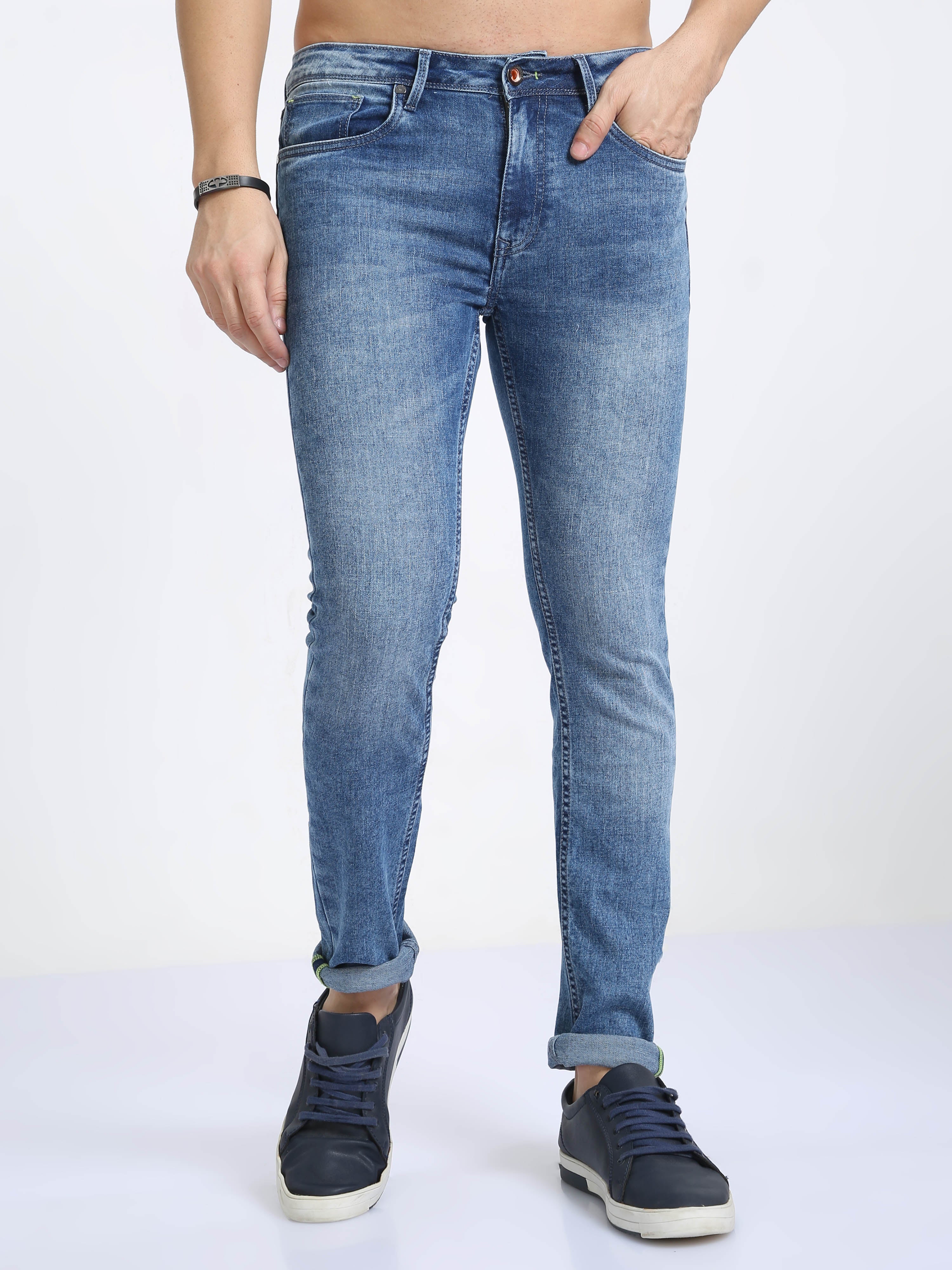 Baby Blue Men Slim-Fit Jeans