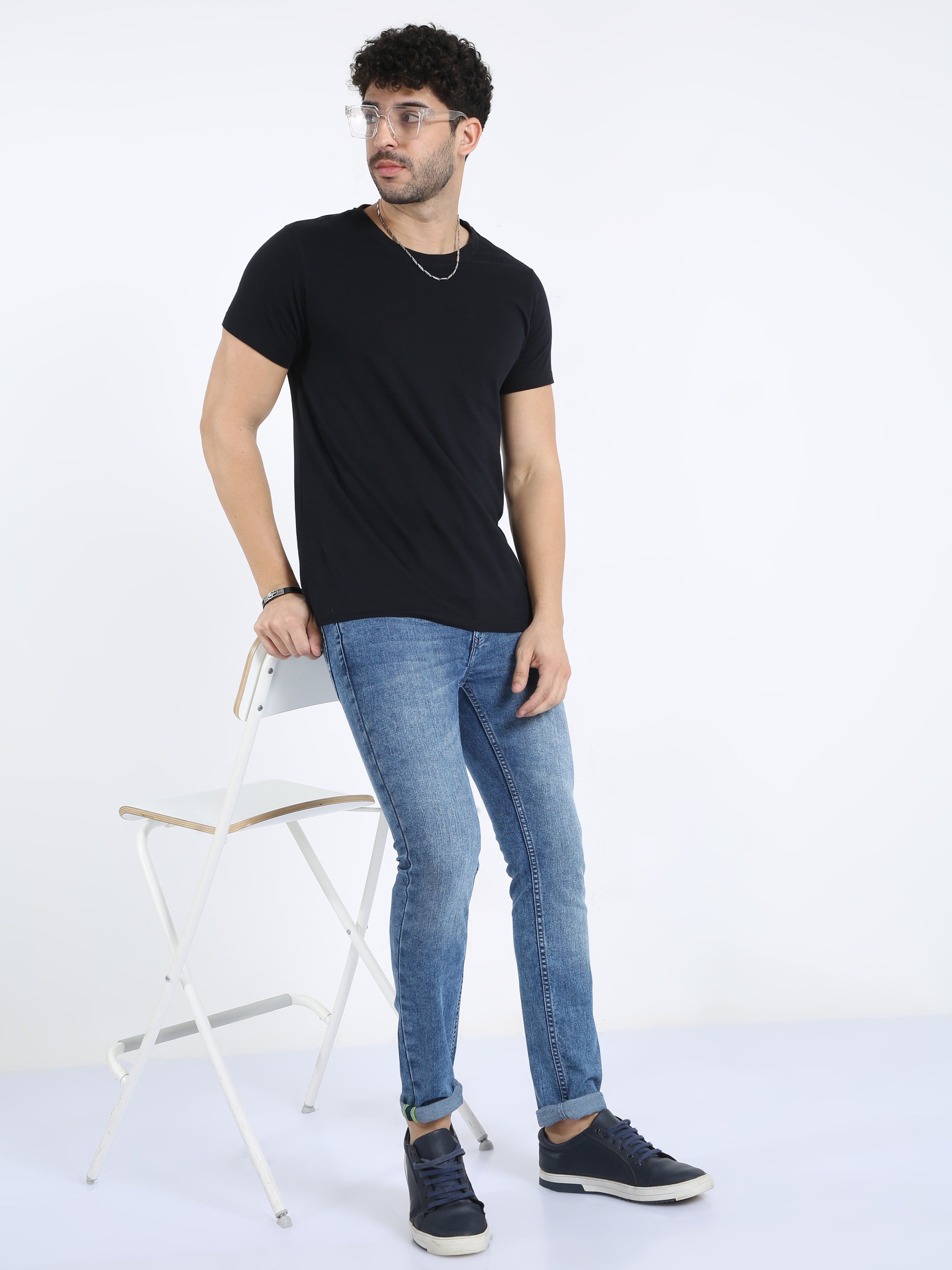 Baby Blue Men Slim-Fit Jeans