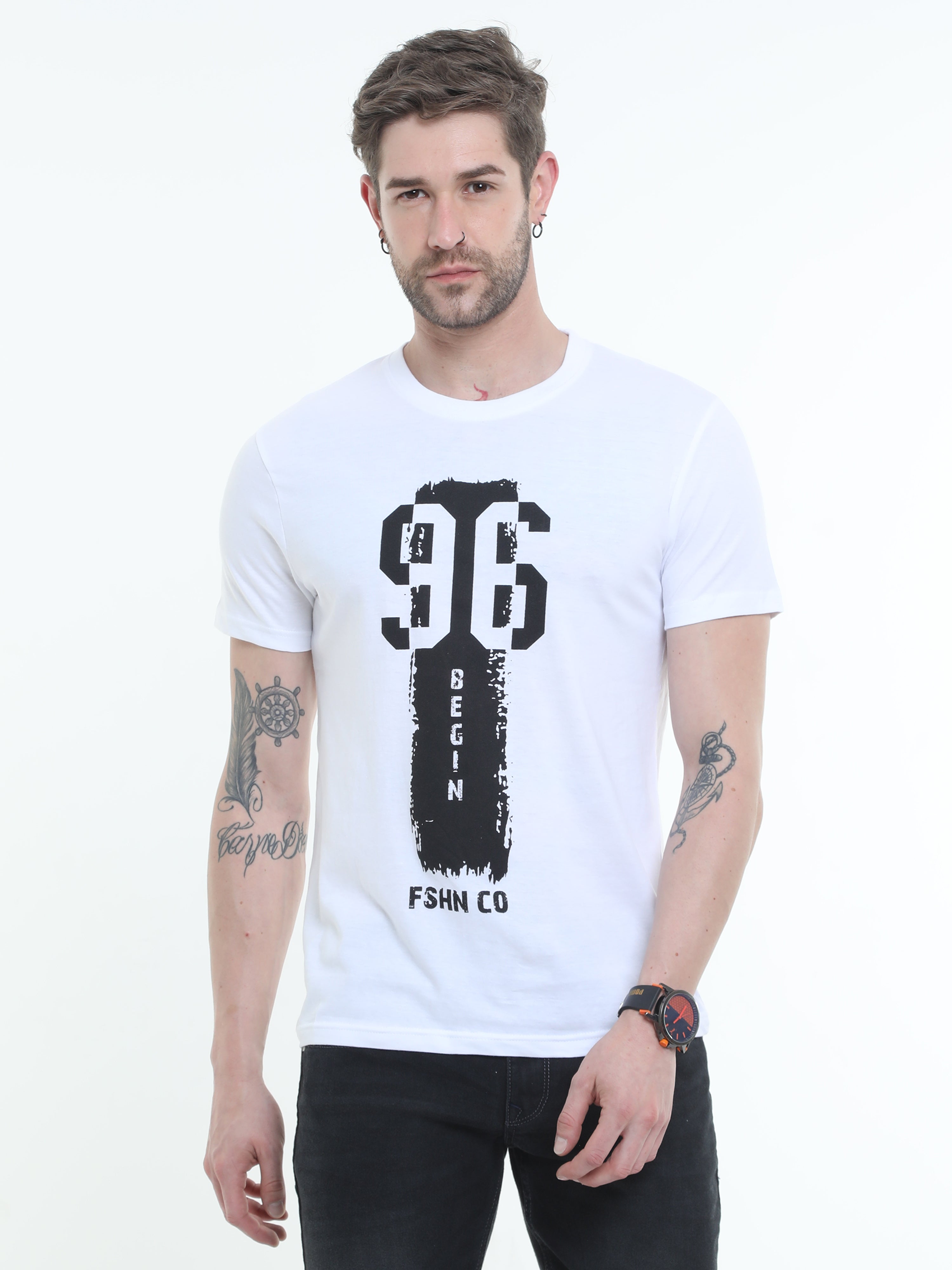 Graphic Round neck Printed T-shirt White