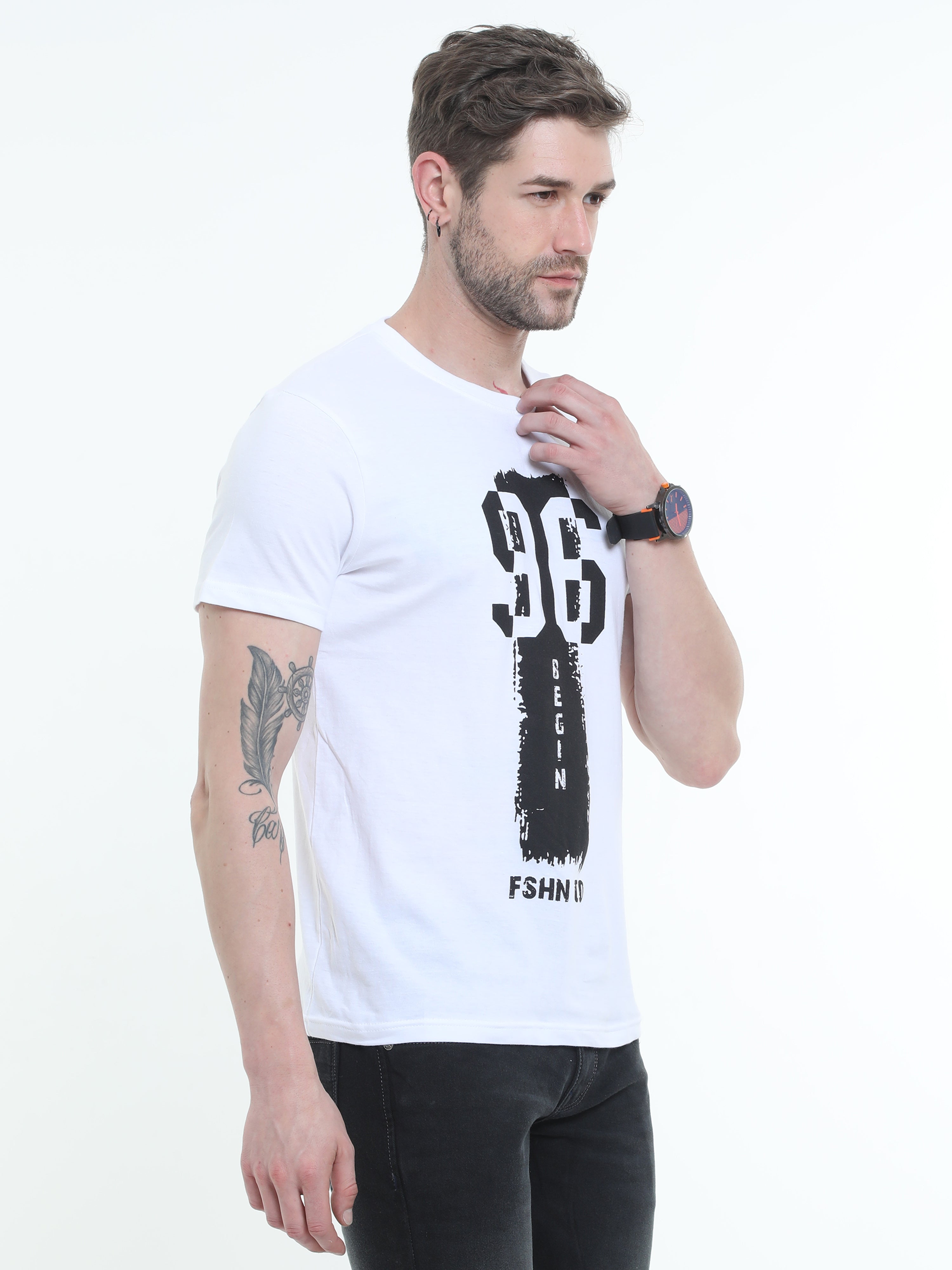 Graphic Round neck Printed T-shirt White