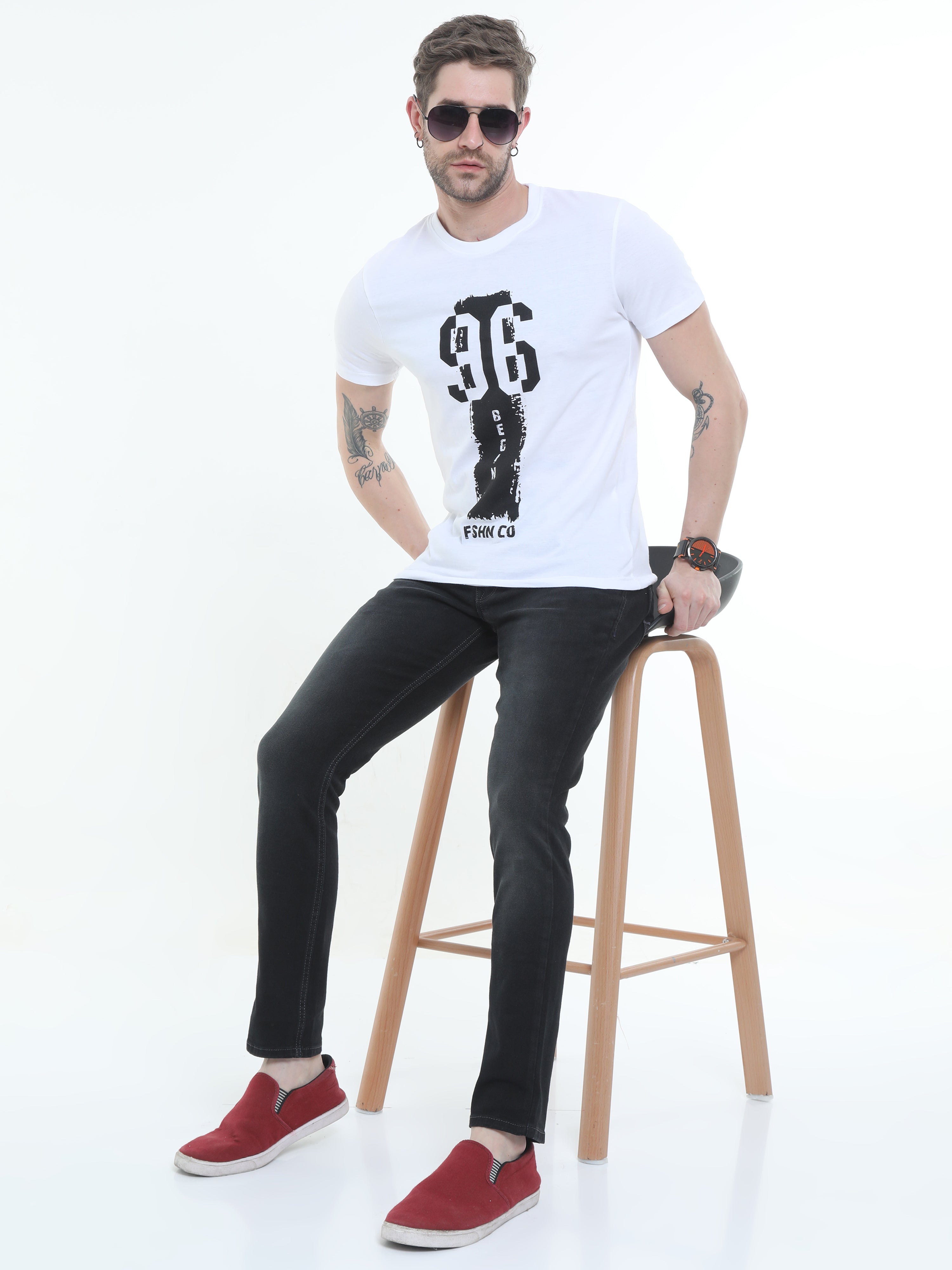 Graphic Round neck Printed T-shirt White