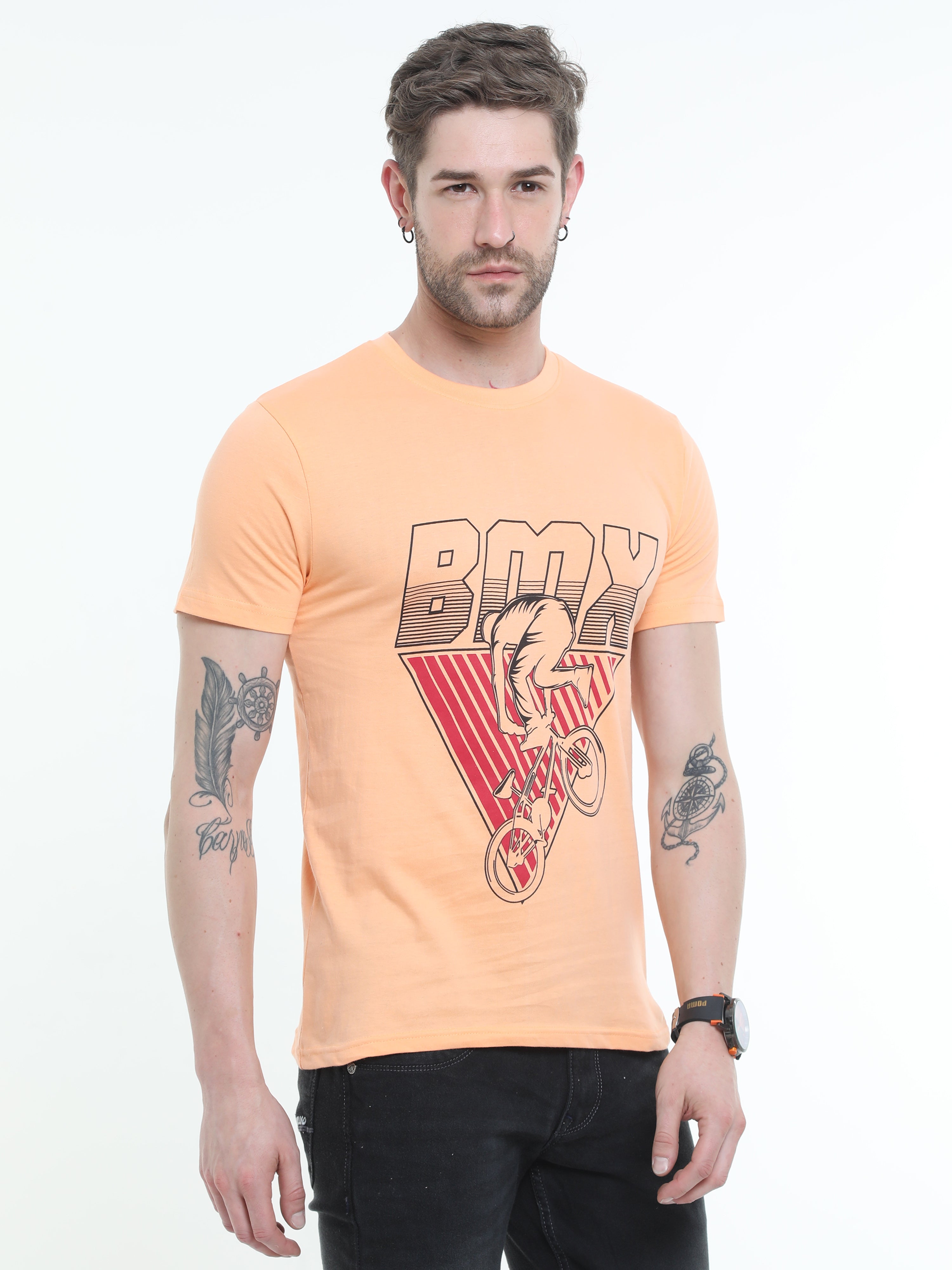 Apricot Cotton Blend  Graphic Round neck Printed T-shirt