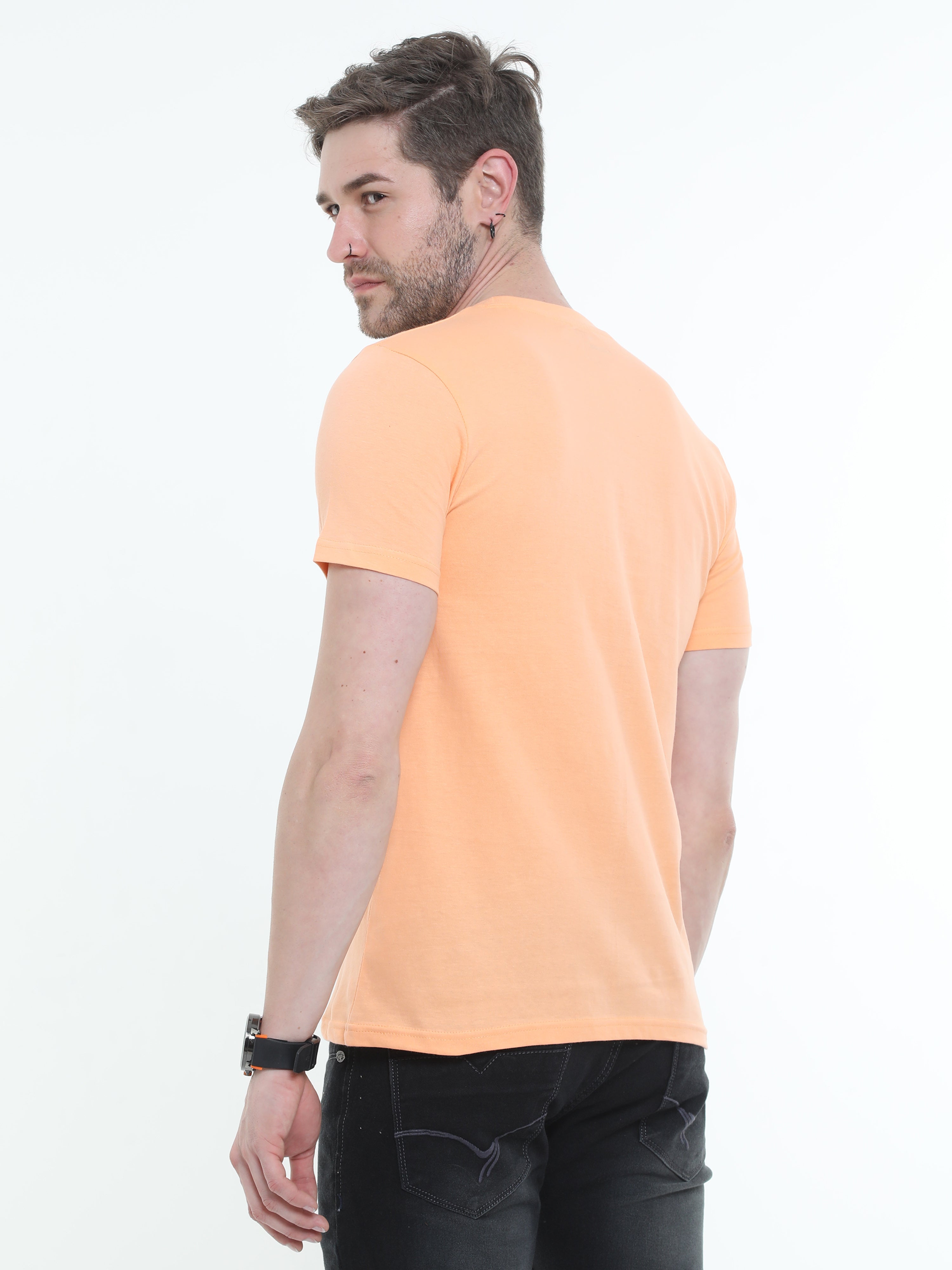Apricot Cotton Blend  Graphic Round neck Printed T-shirt