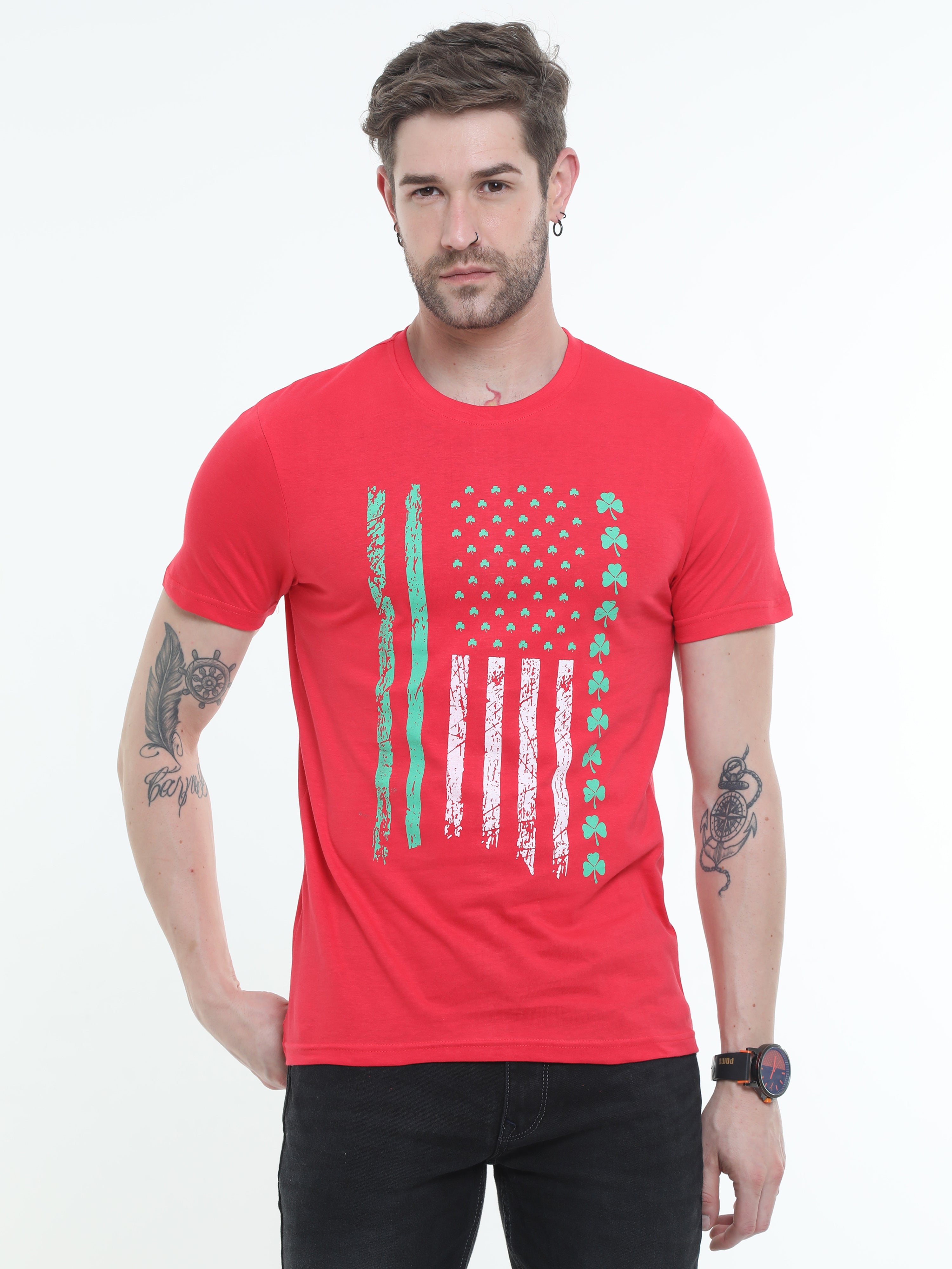 Typo Coral Graphic Round neck Printed T-shirt