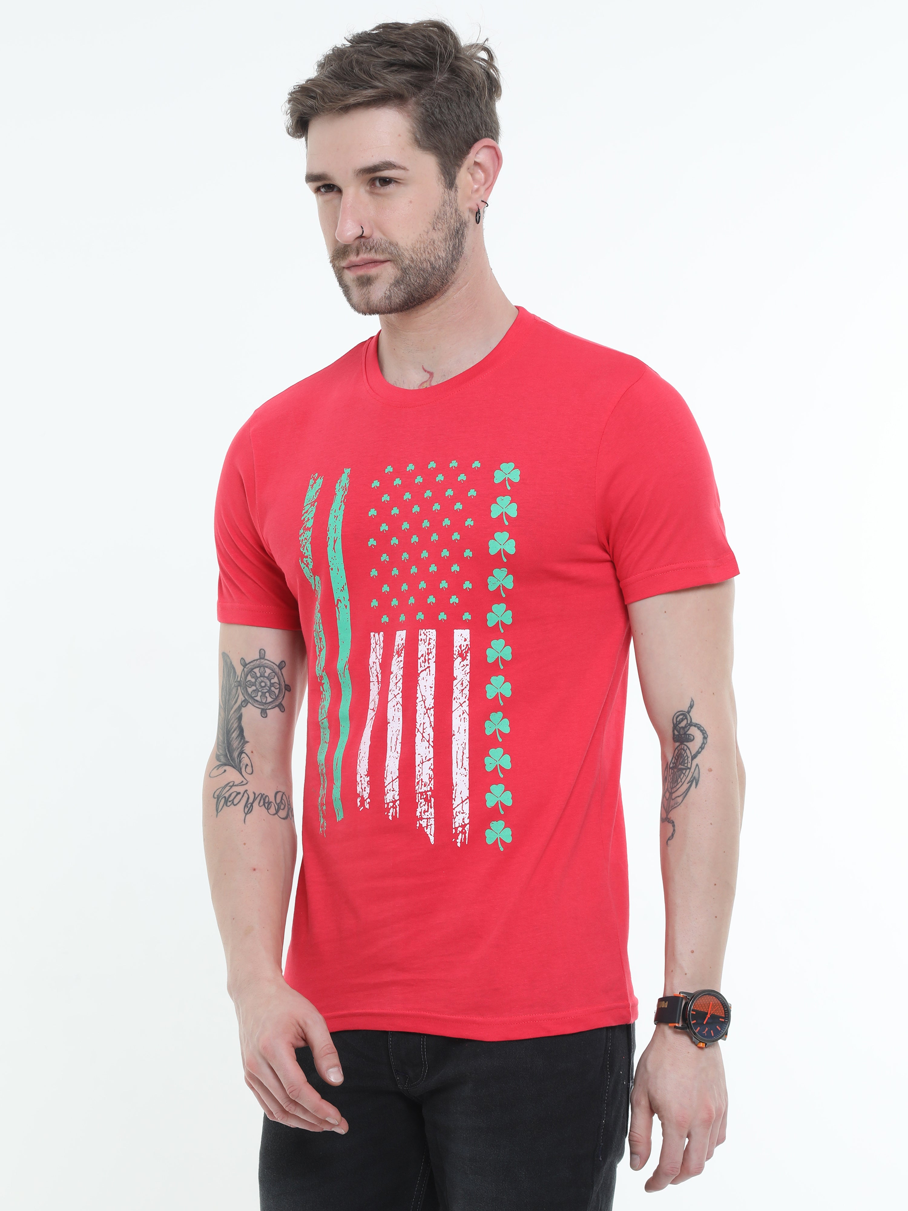 Typo Coral Graphic Round neck Printed T-shirt