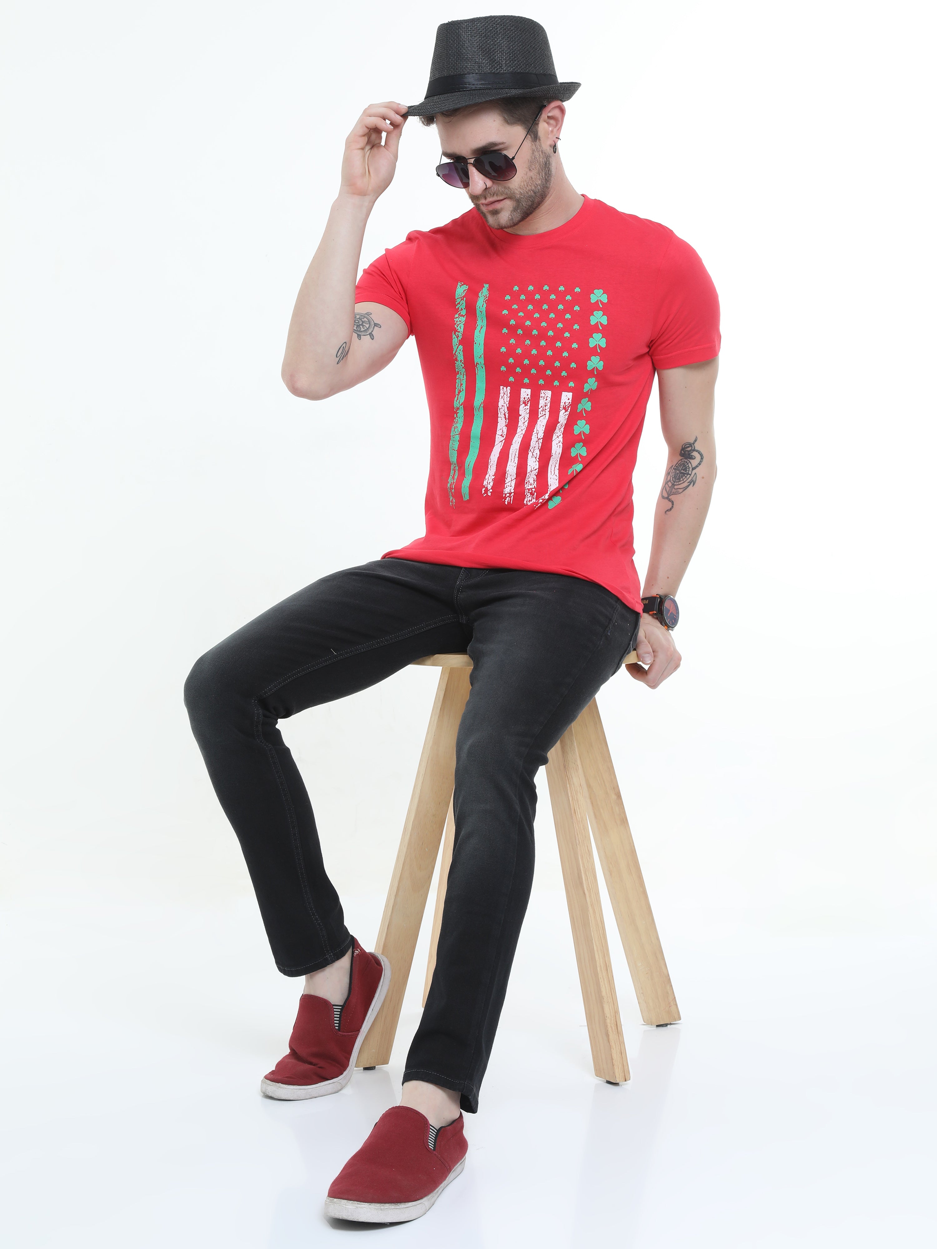 Typo Coral Graphic Round neck Printed T-shirt