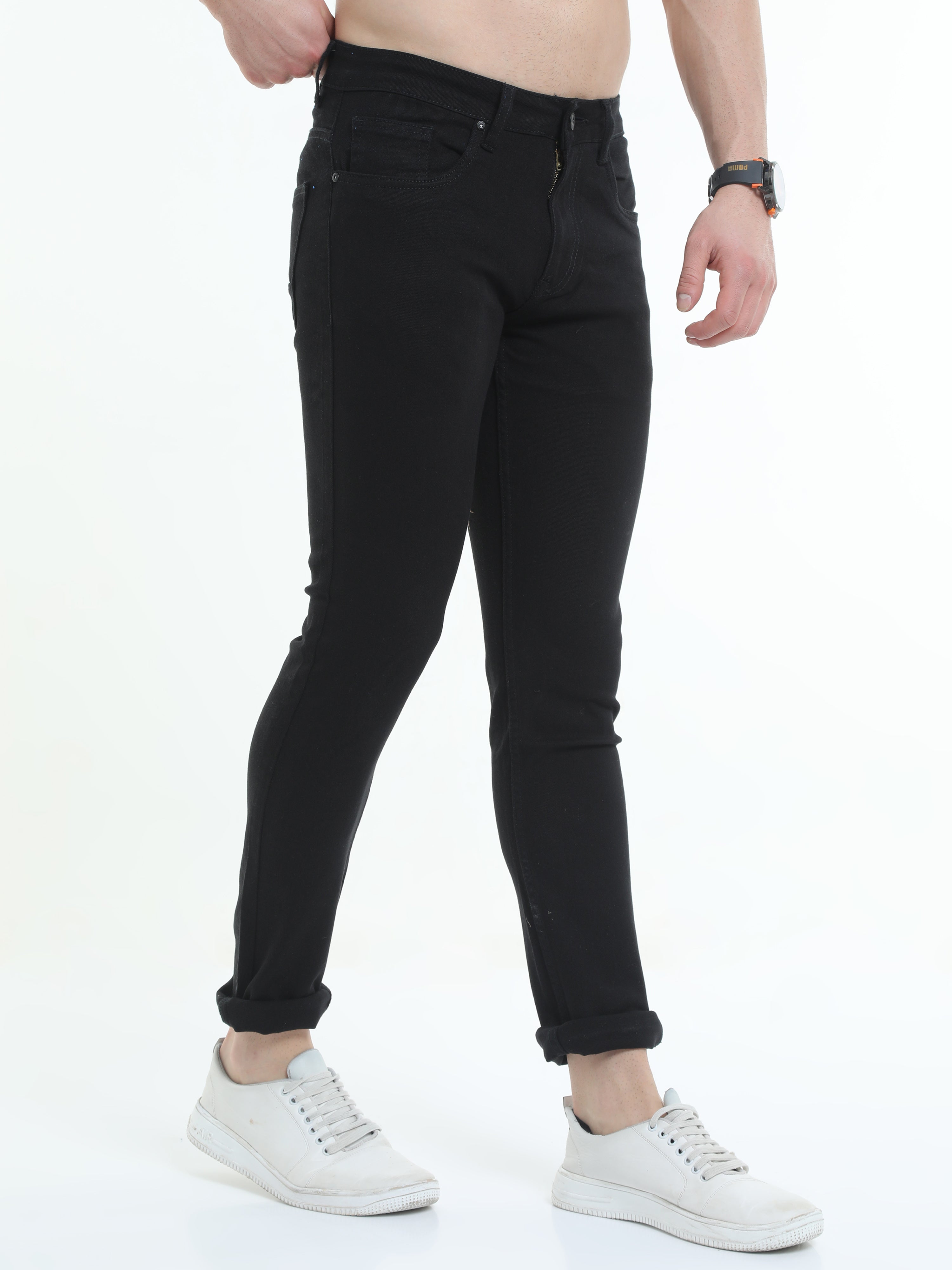 Trigger Onix Black Men Regular Slim-Fit Jeans