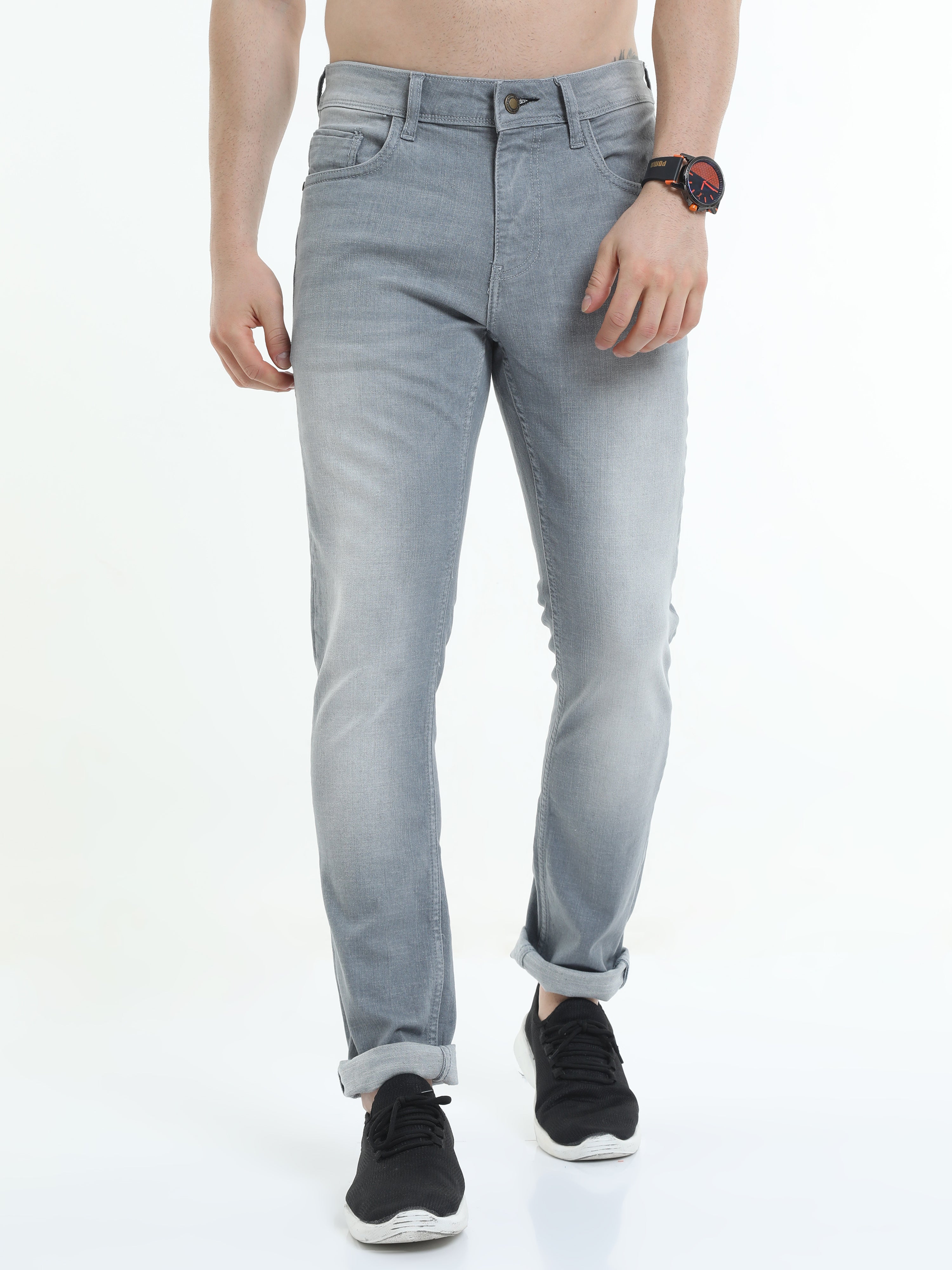Men Slim-Fit Jeans-Grey