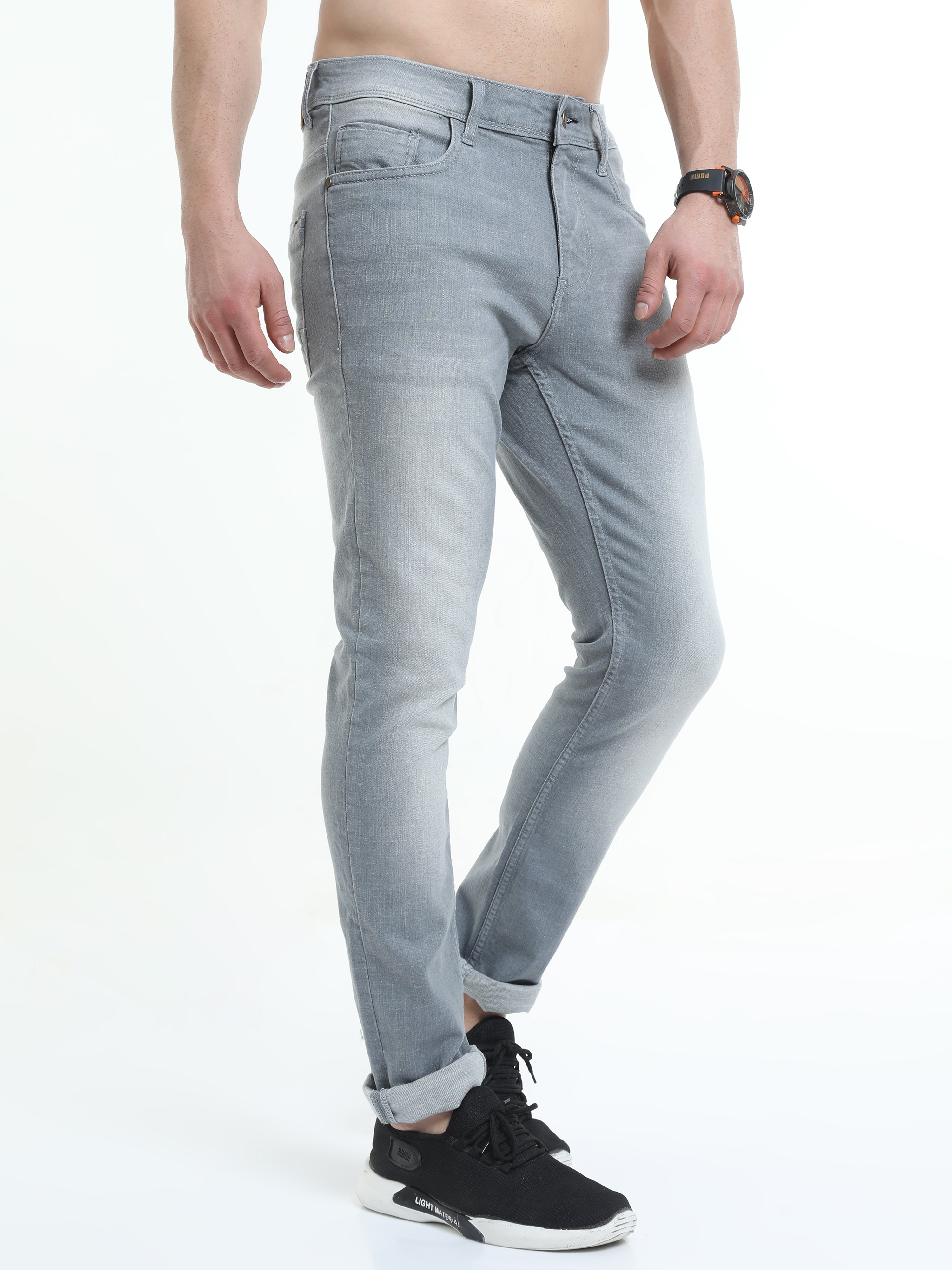 Men Slim Fit Jeans Grey
