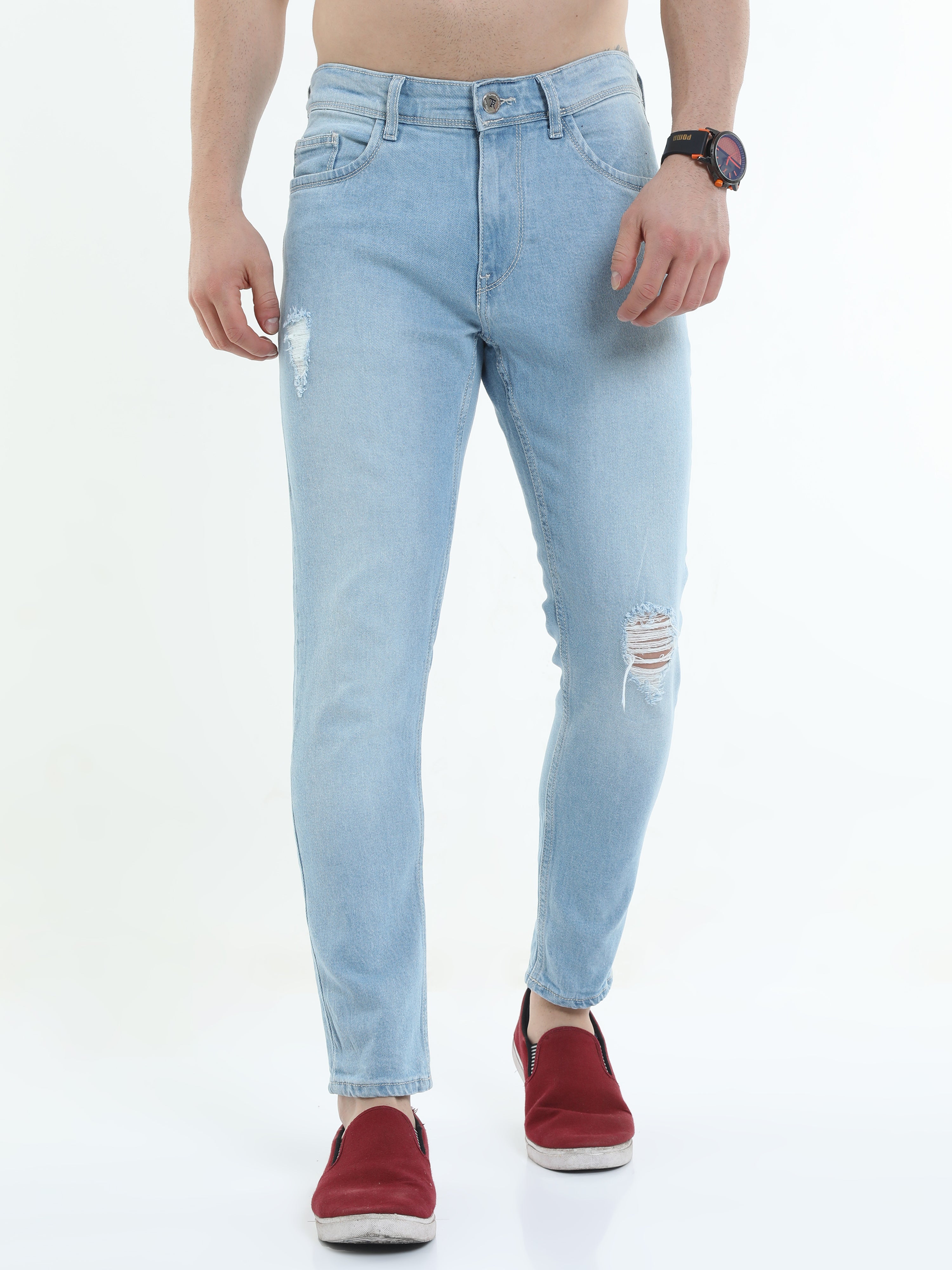 Men Trim Fit Jeans Pantone Placid Blue