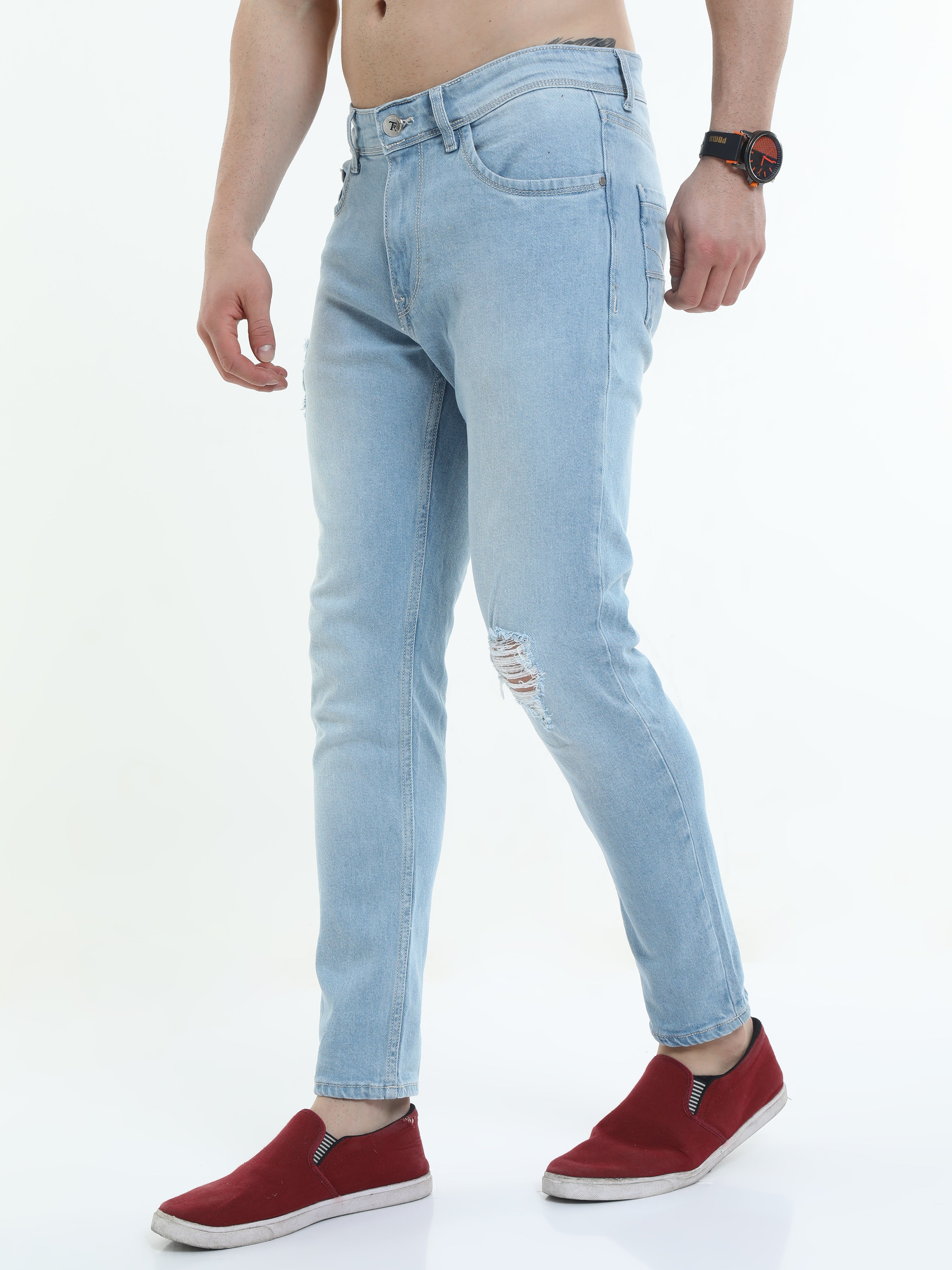 Men Trim Fit Jeans Pantone Placid Blue
