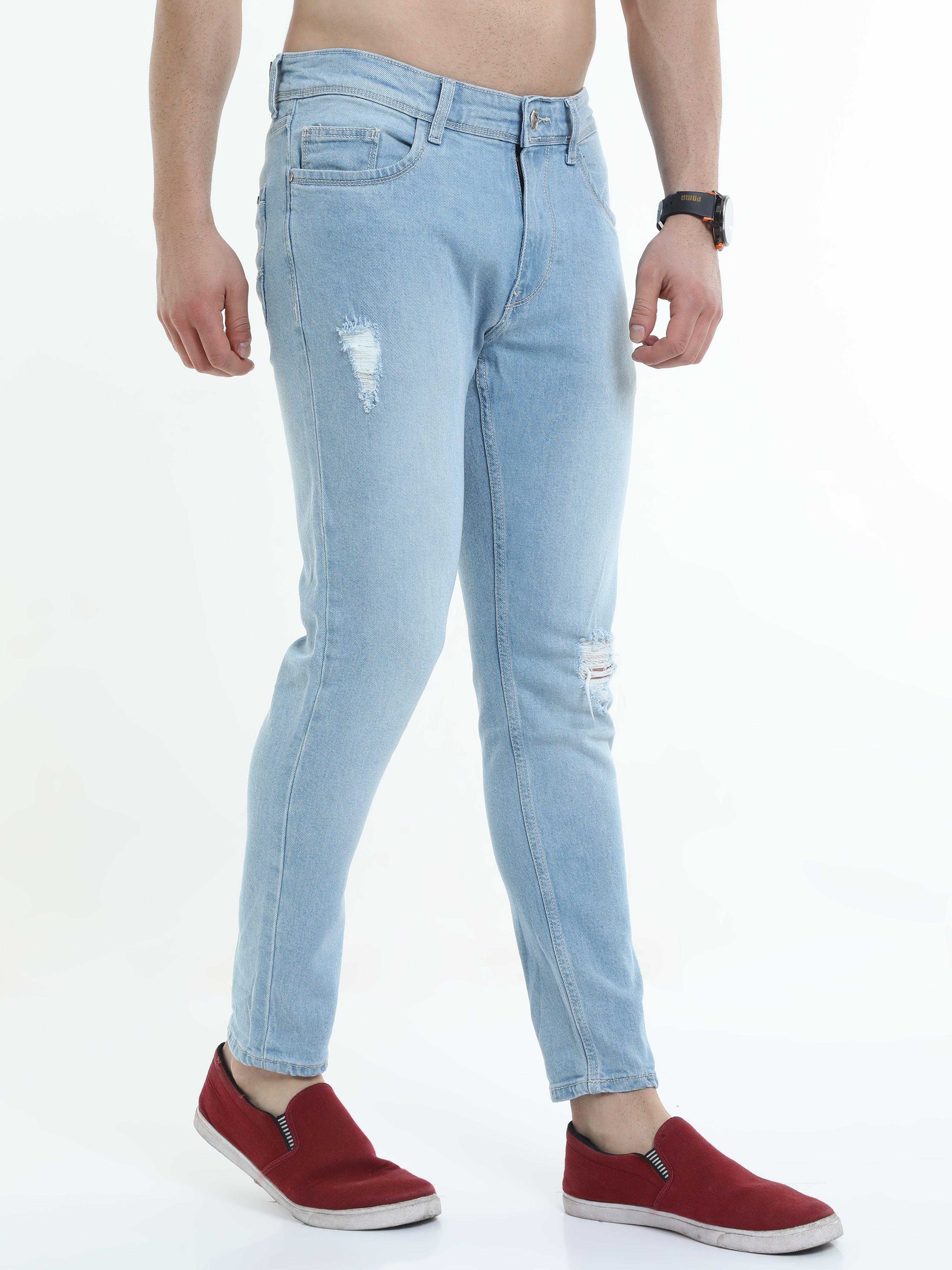 Men Trim Fit Jeans Pantone Placid Blue