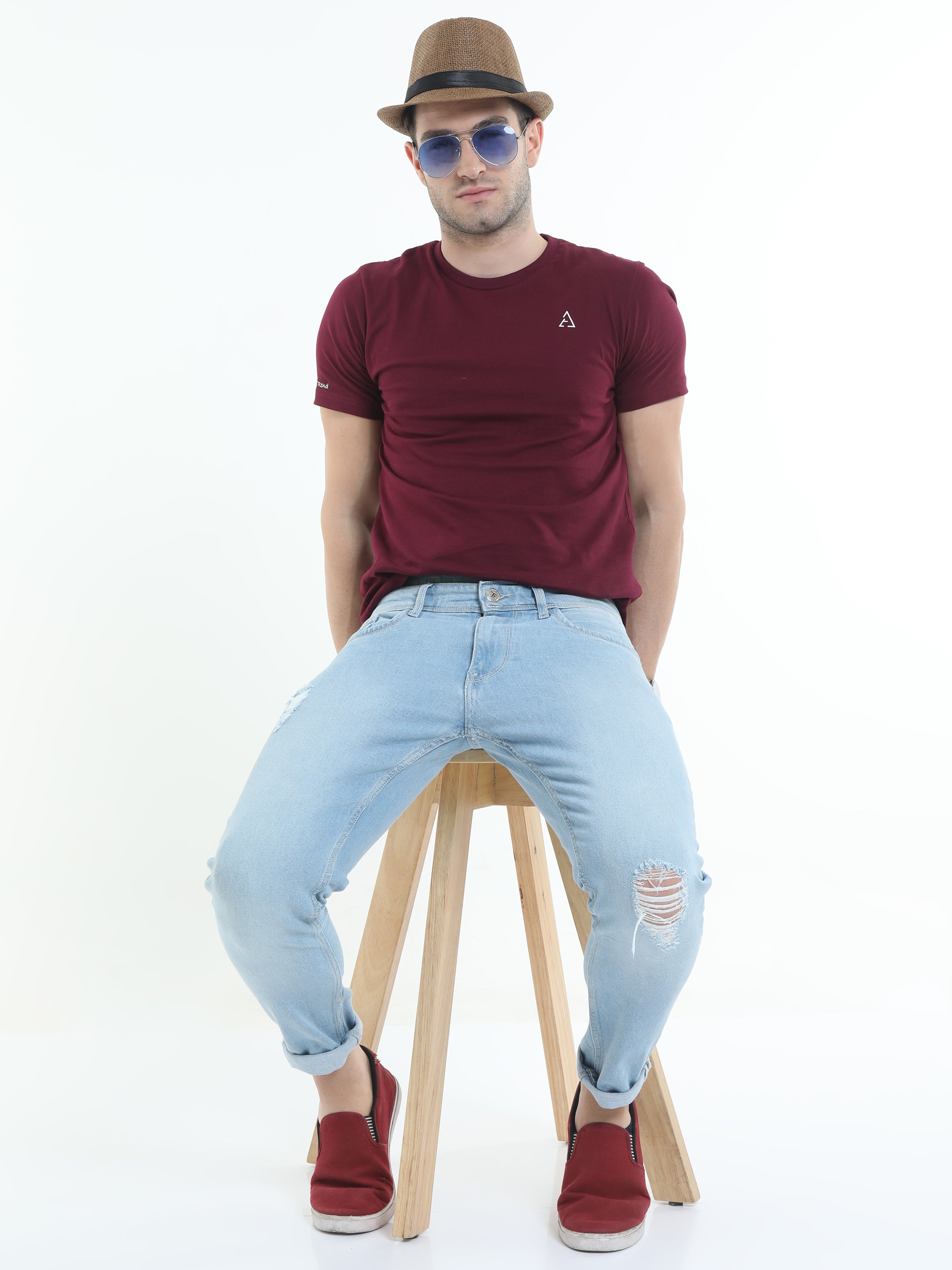 Men Trim Fit Jeans Pantone Placid Blue