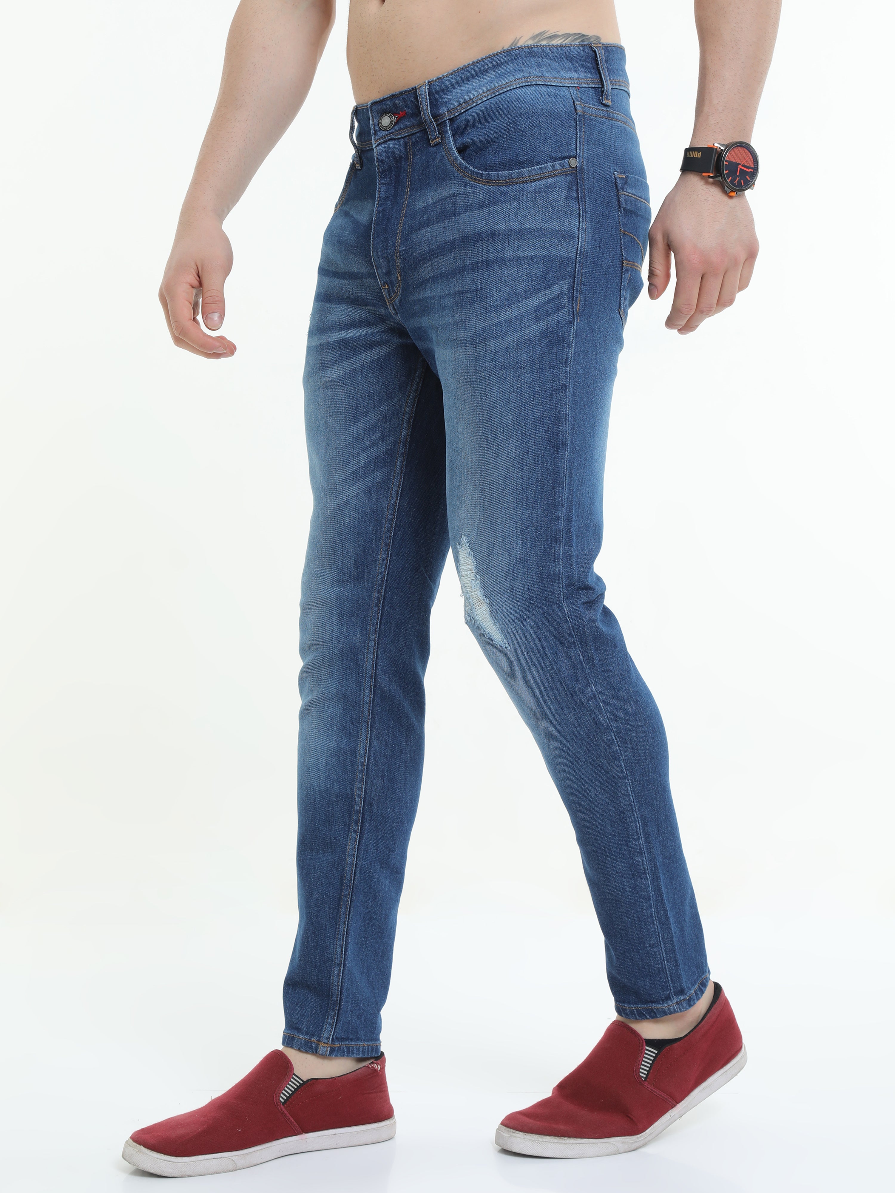 Men Trim Fit Blue Disaster Jean