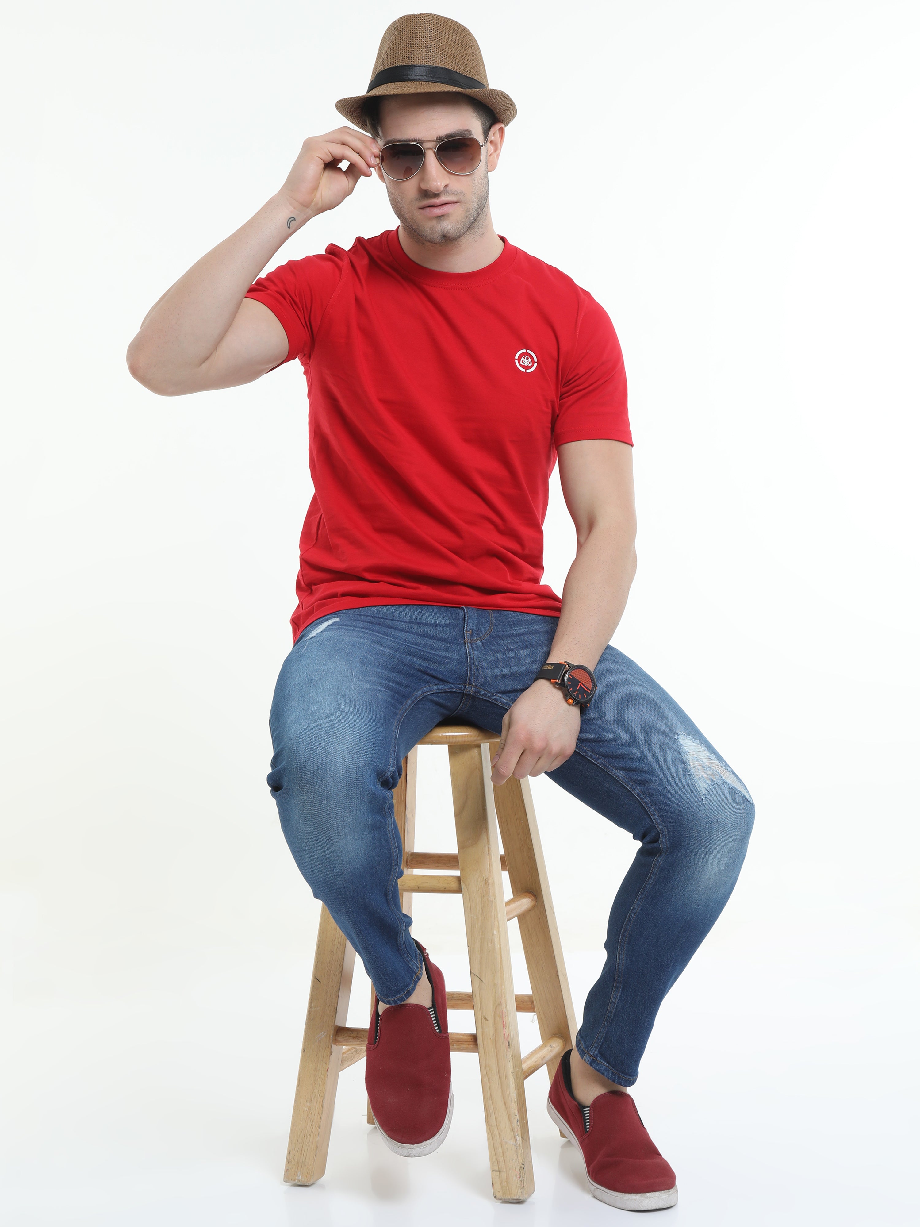 Men Trim Fit Blue Disaster Jean