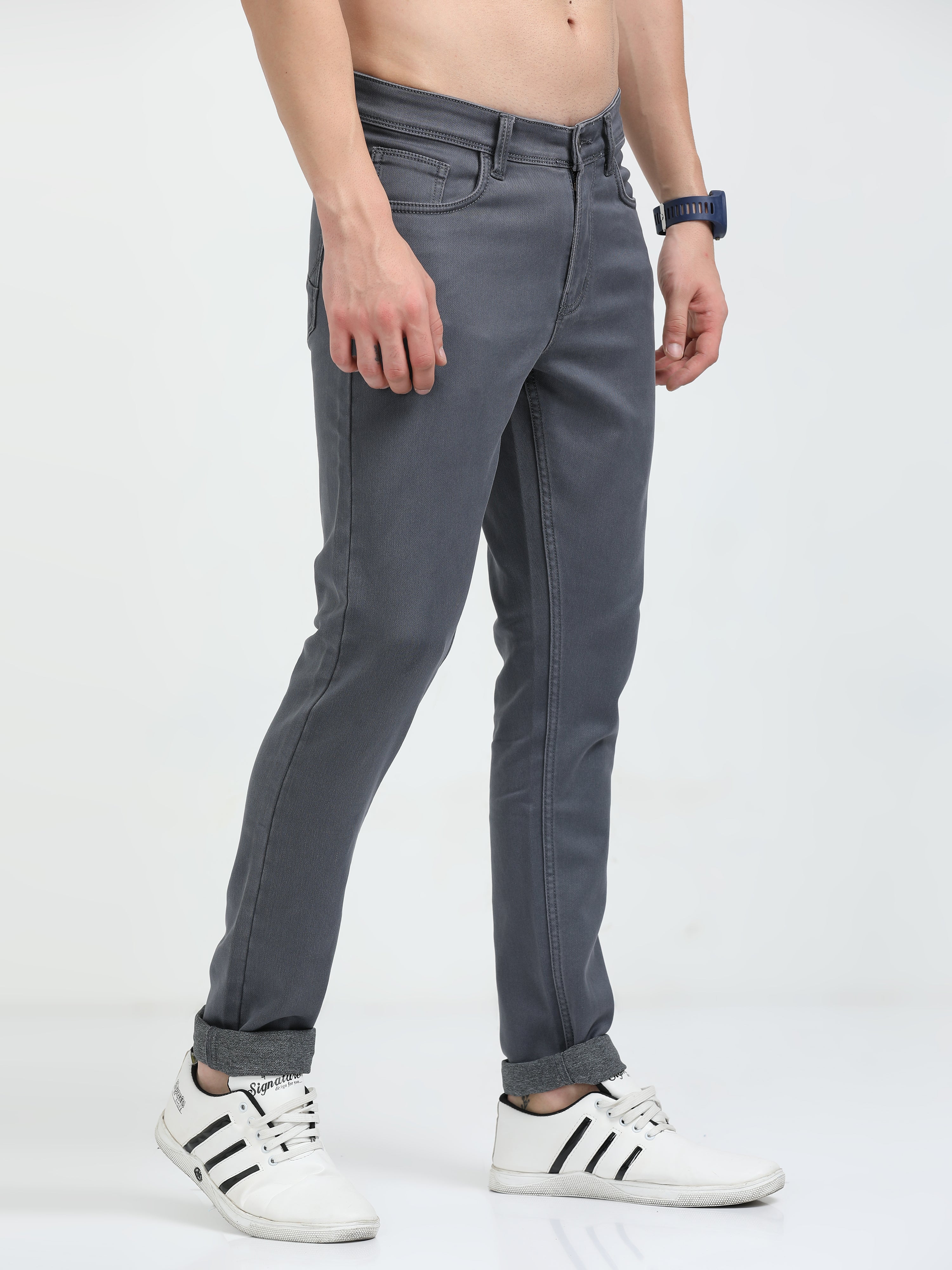 Stormy Grey Men Slim-Fit Jeans