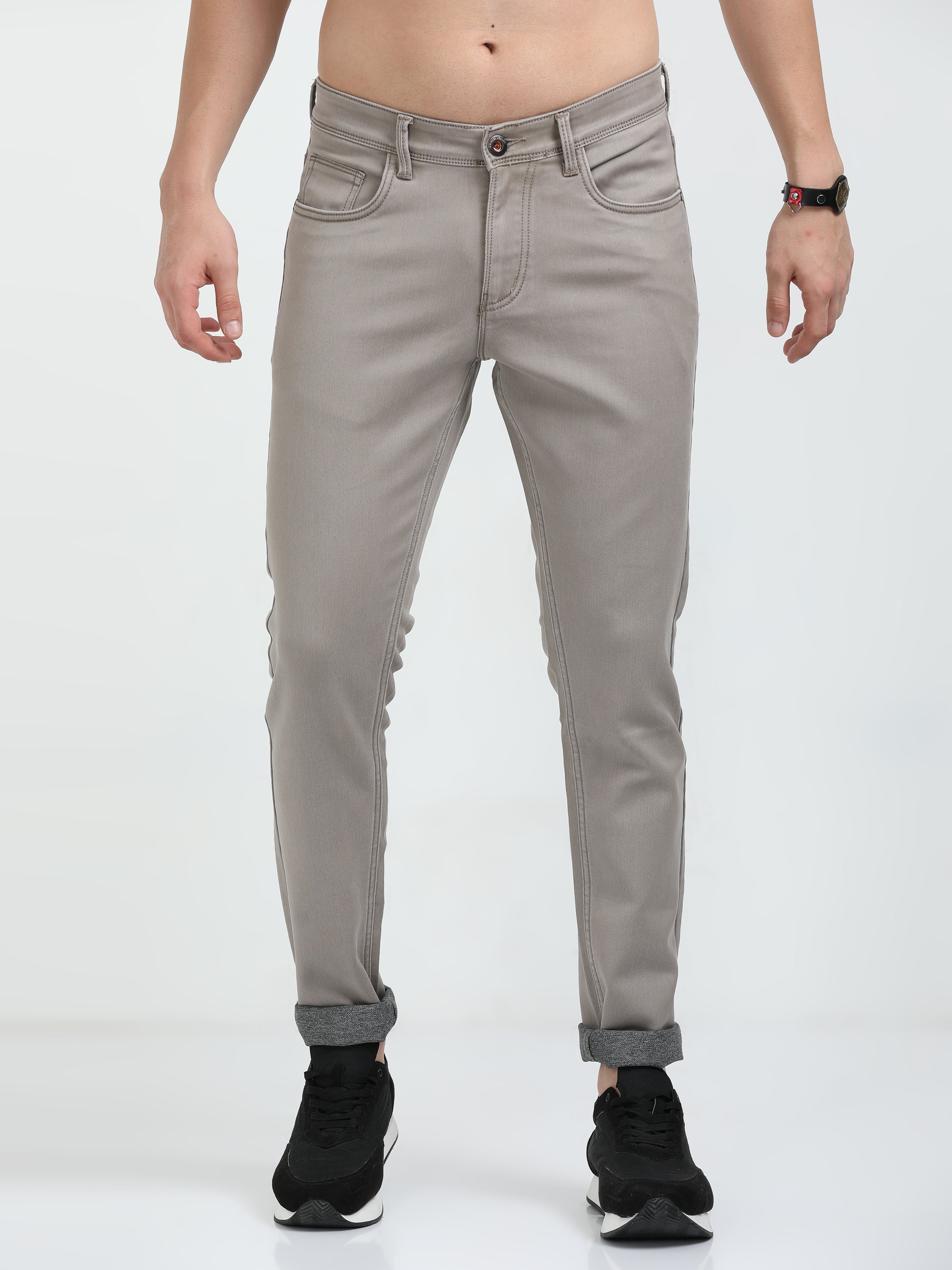Men Slim-Fit Jeans-Chocolate