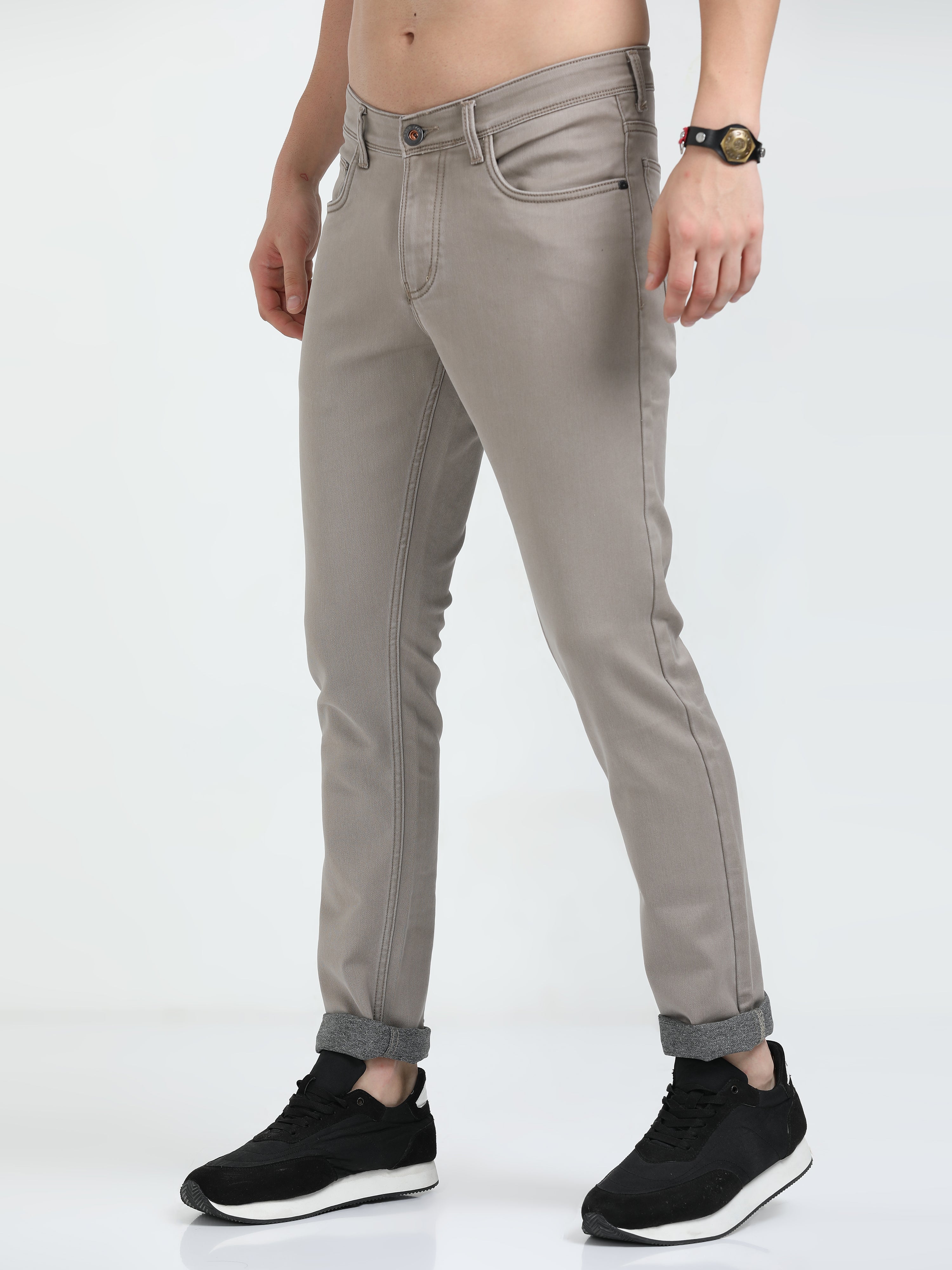 Men Slim-Fit Jeans-Chocolate