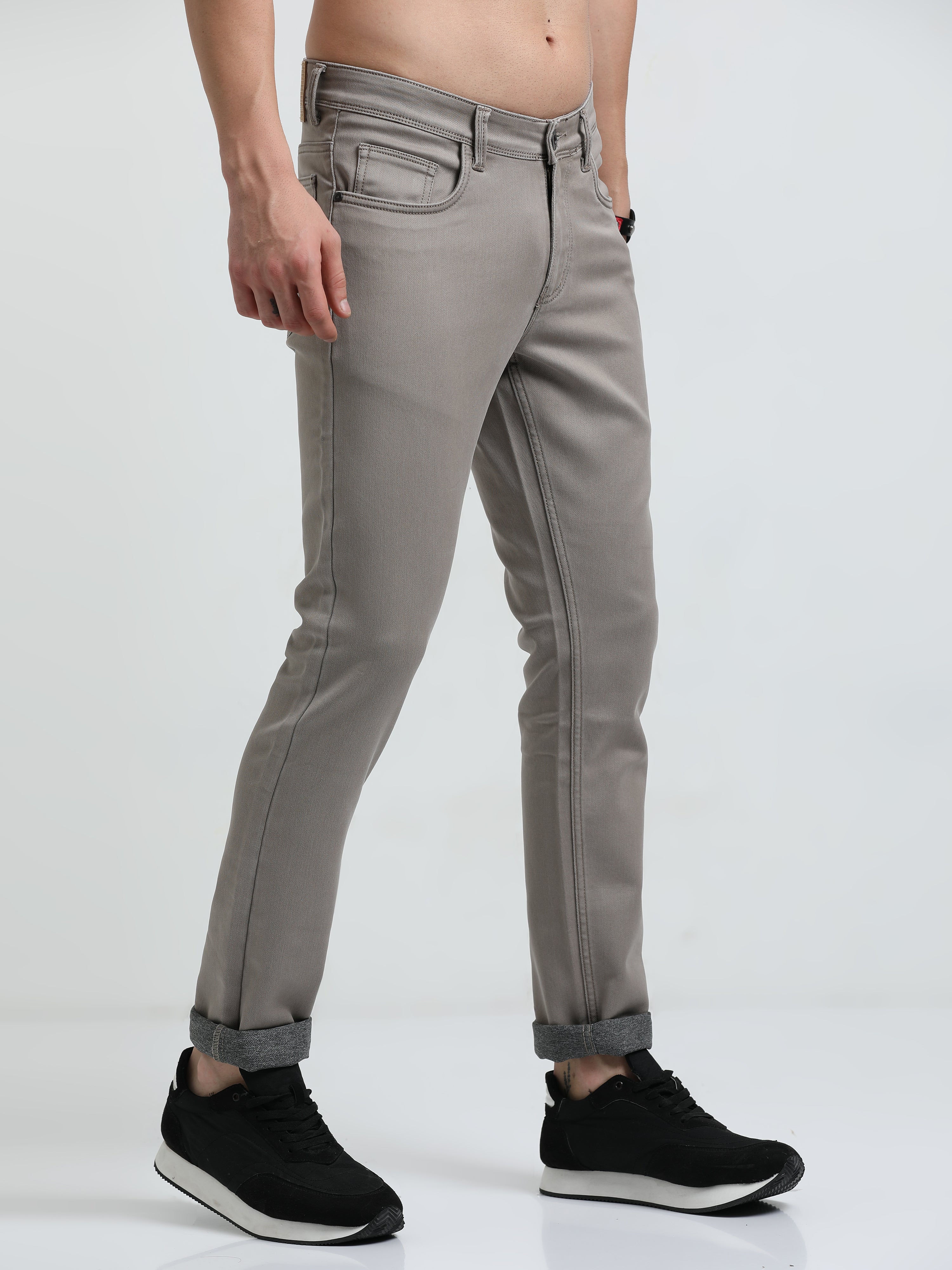 Men Slim-Fit Jeans-Chocolate