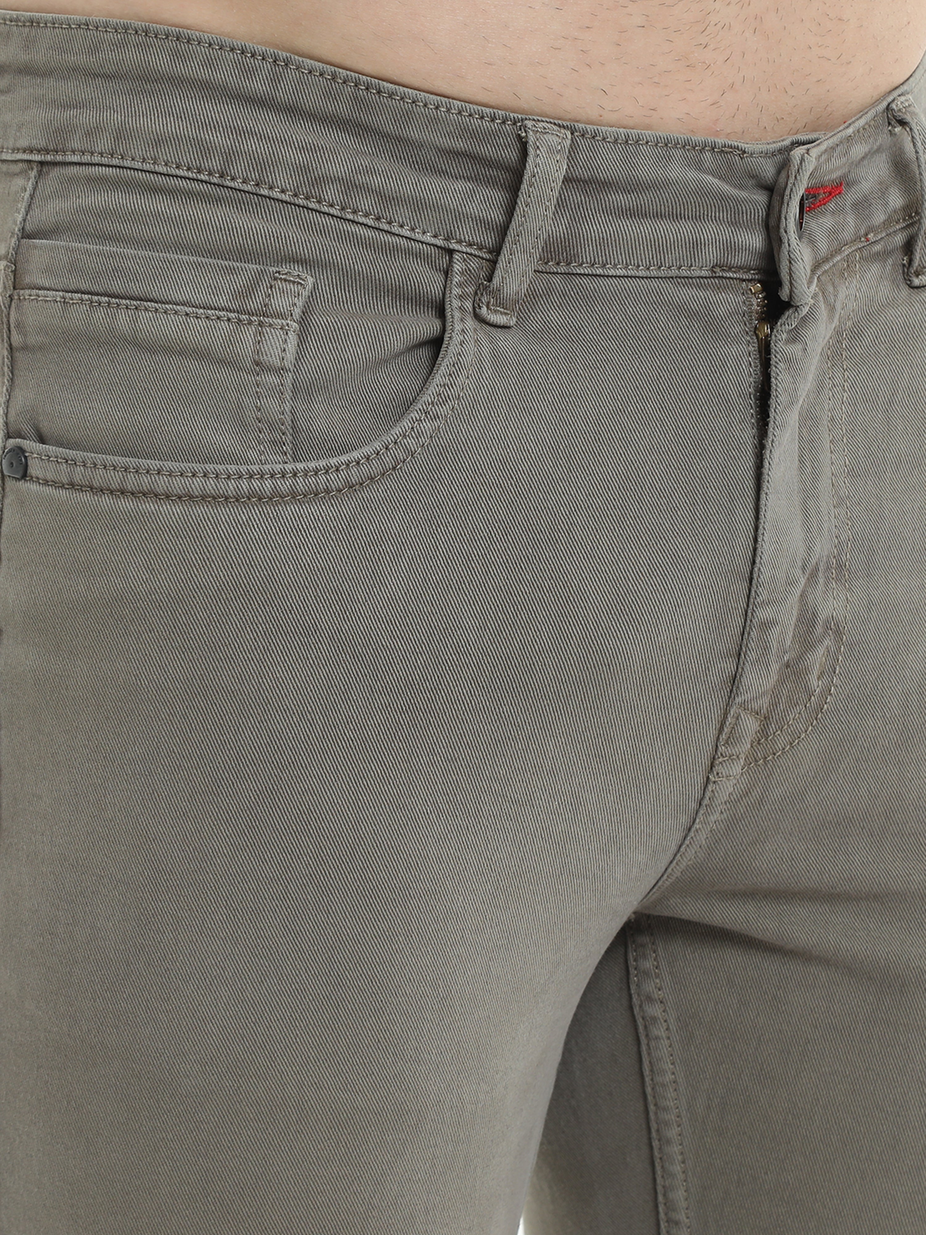 Men Slim Fit Jeans Olive
