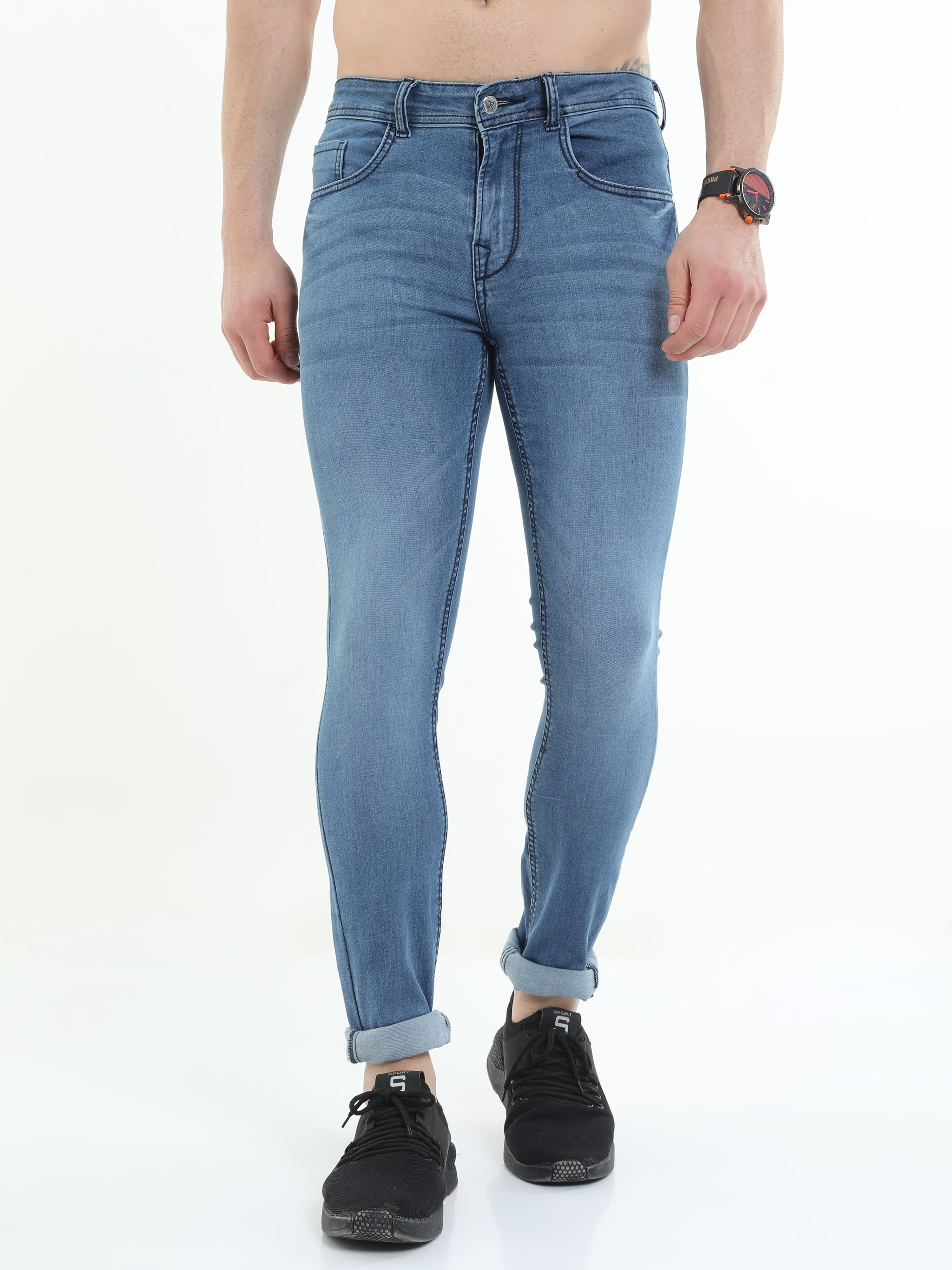 Men Slim Fit Pantone Placid Blue Jean
