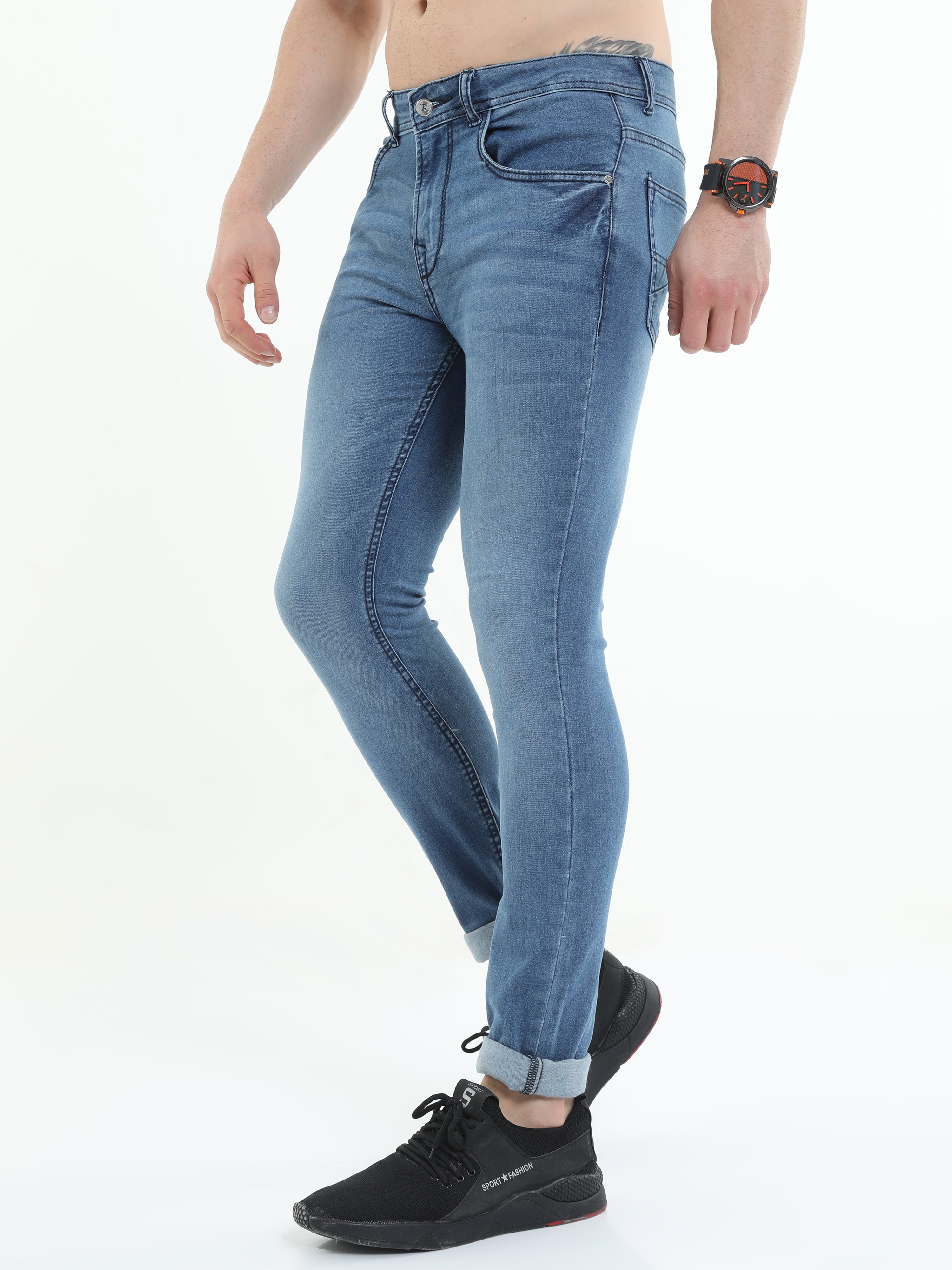 Men Slim Fit Pantone Placid Blue Jean