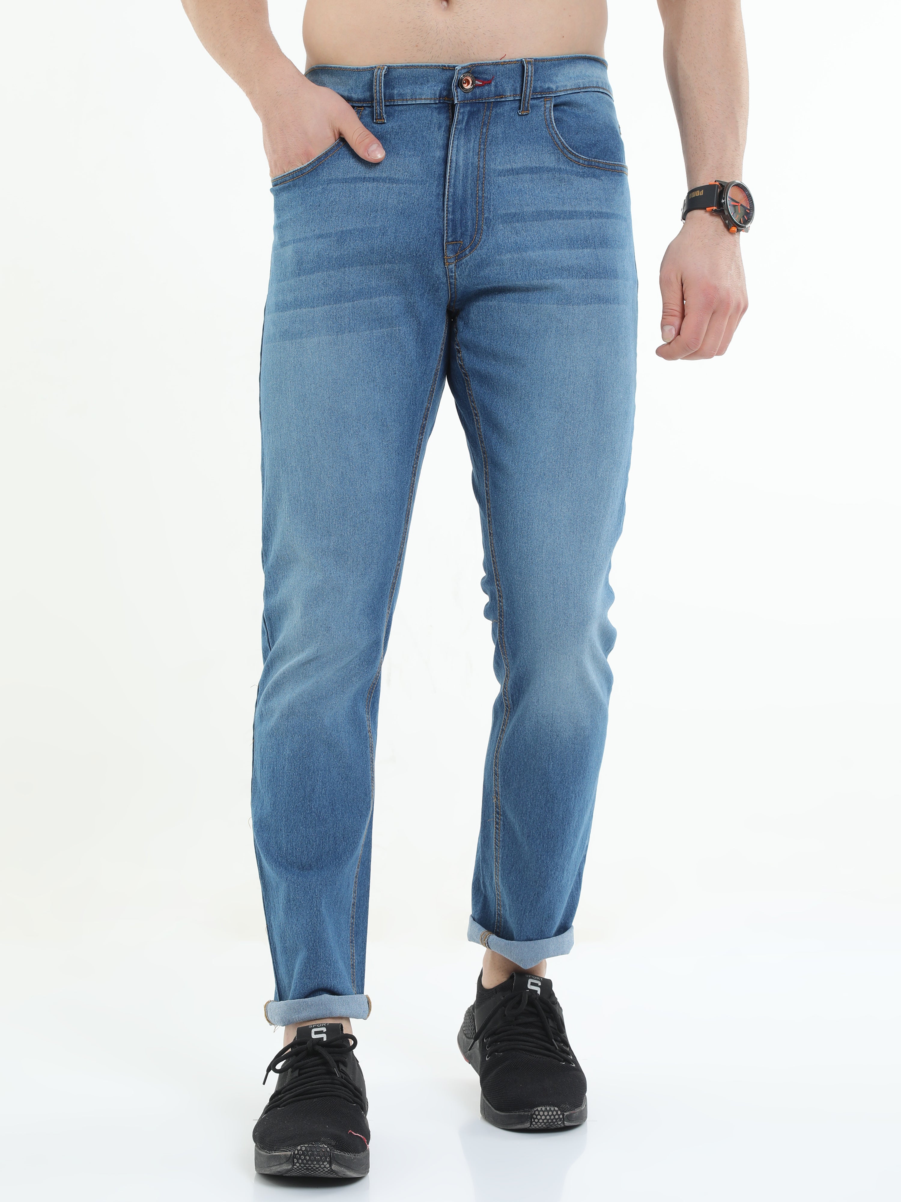 Men Regular Fit Mild blue Jeans