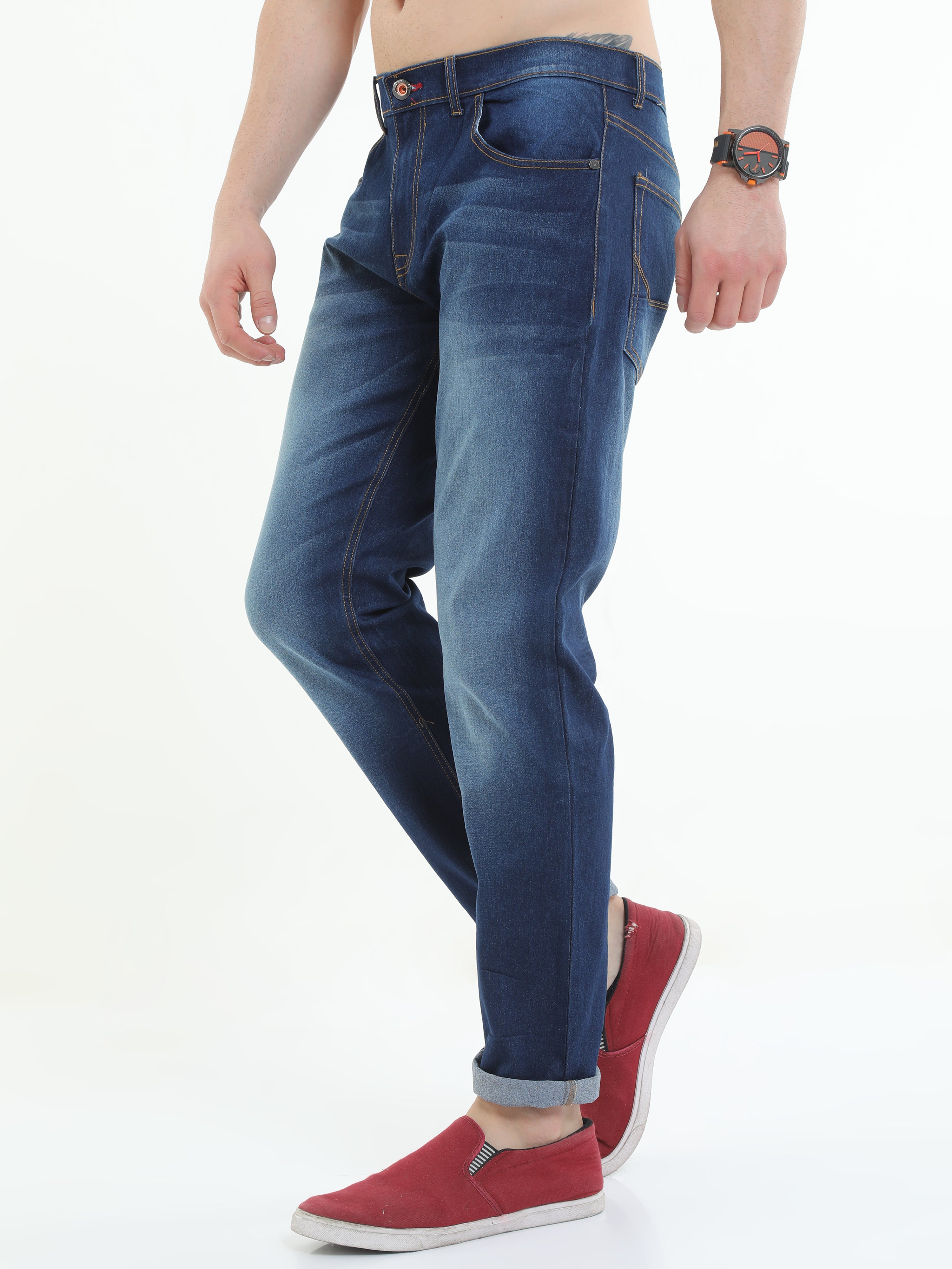 Trigger Denim Mid Blue  Men's Regular Slim-Fit Jeans