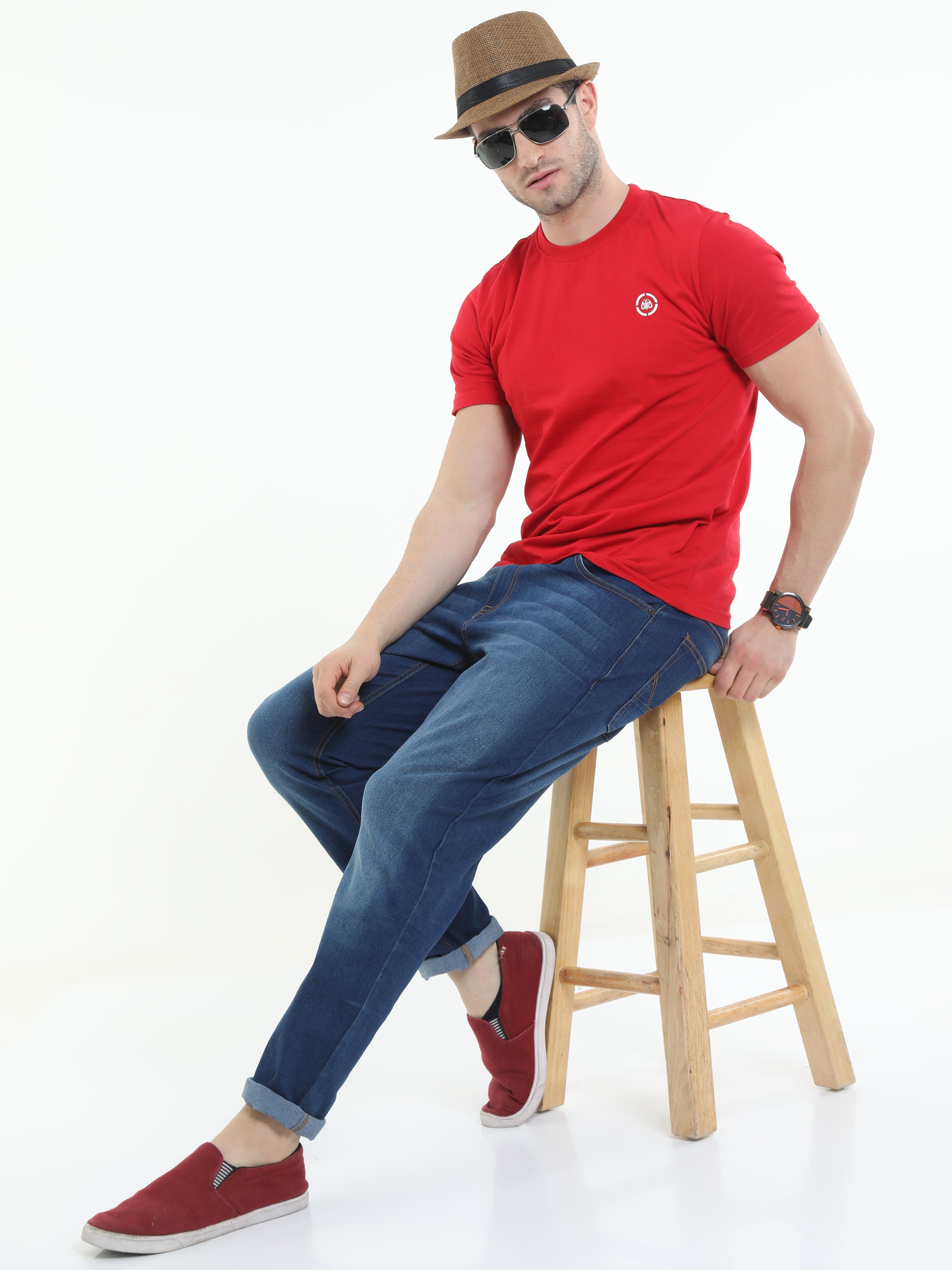 Men Regular Fit Straight blue Enzyme washed Jeans