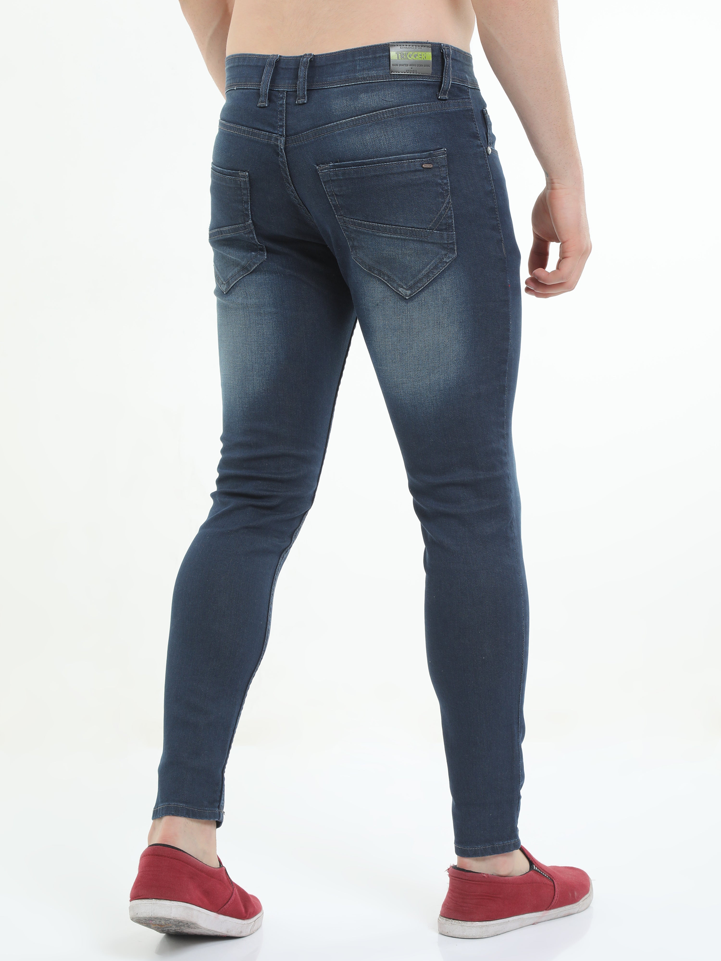 Men Trim Fit Cobalt Blue Stone Washed