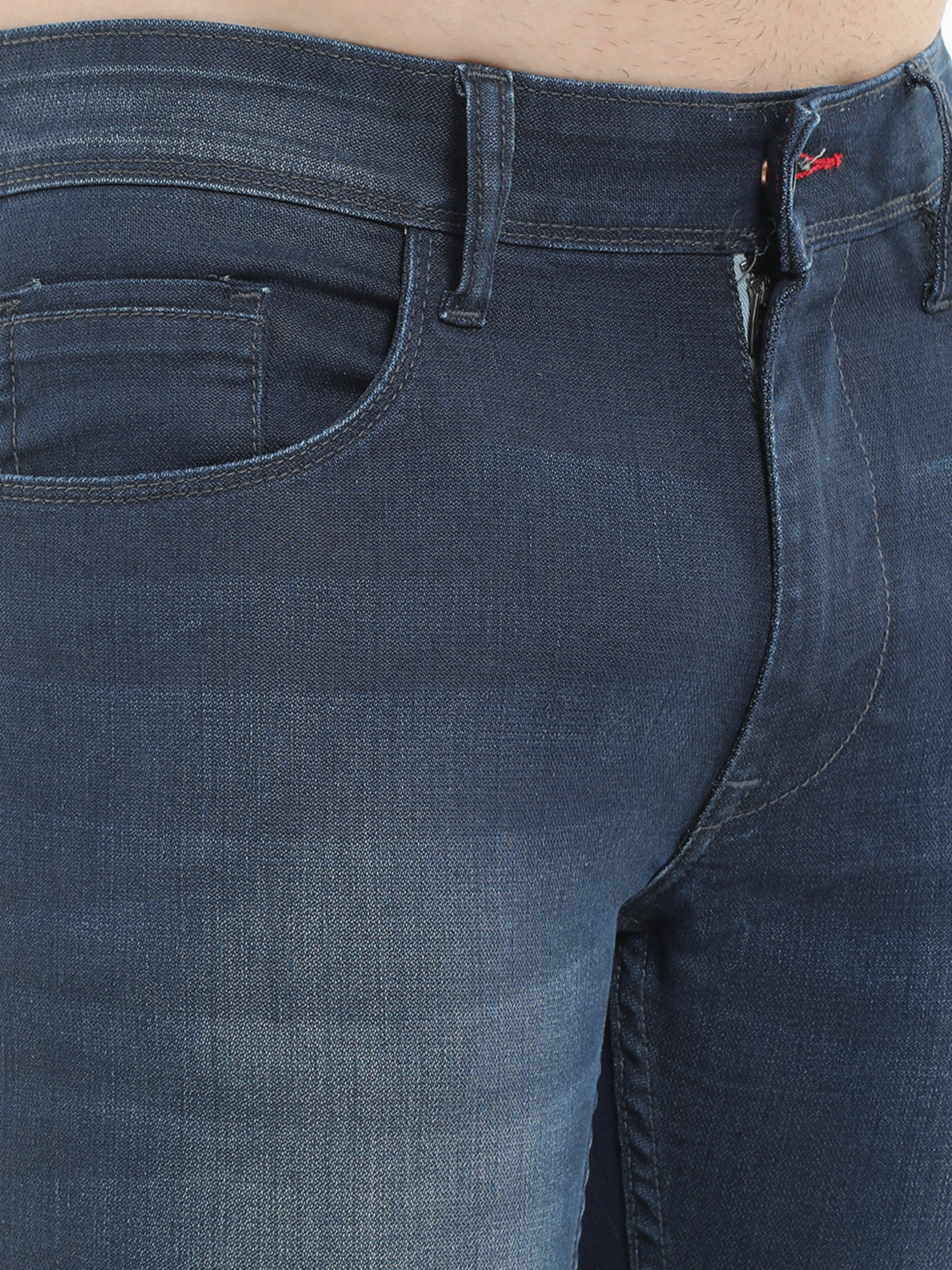Men Trim Fit Cobalt Blue Stone Washed