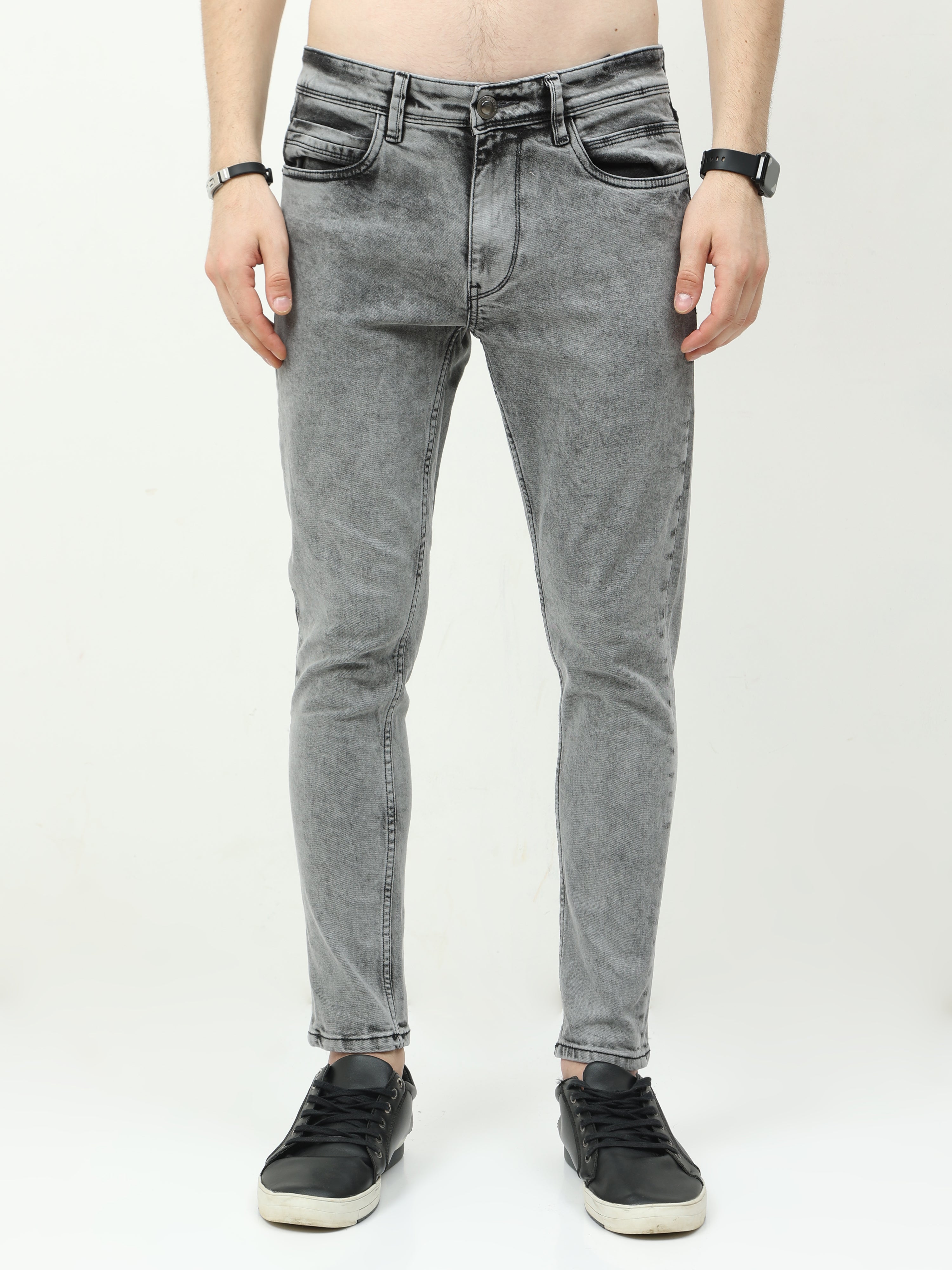 Men Trim Fit Acid Grey Jean