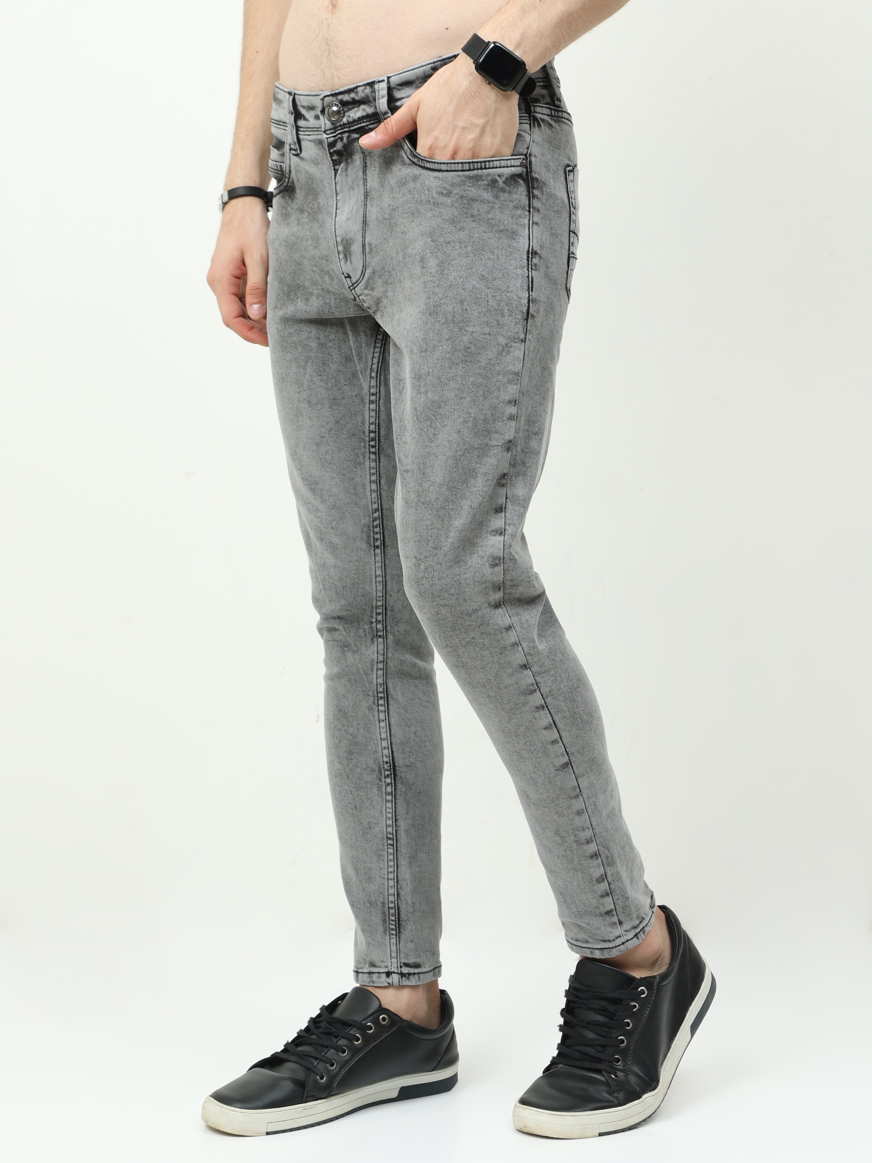 Men Trim Fit Acid Grey Jean