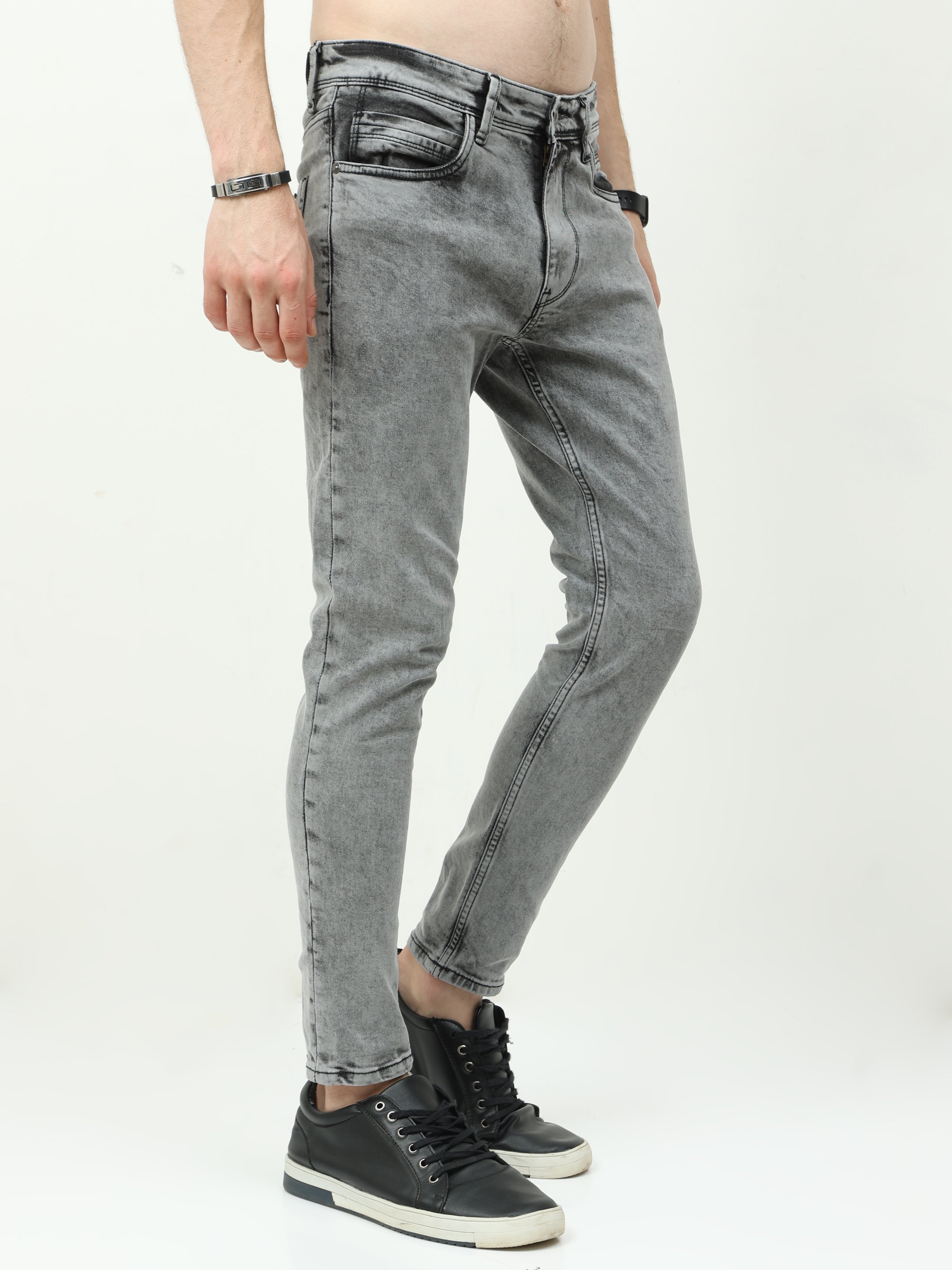 Men Trim Fit Acid Grey Jean
