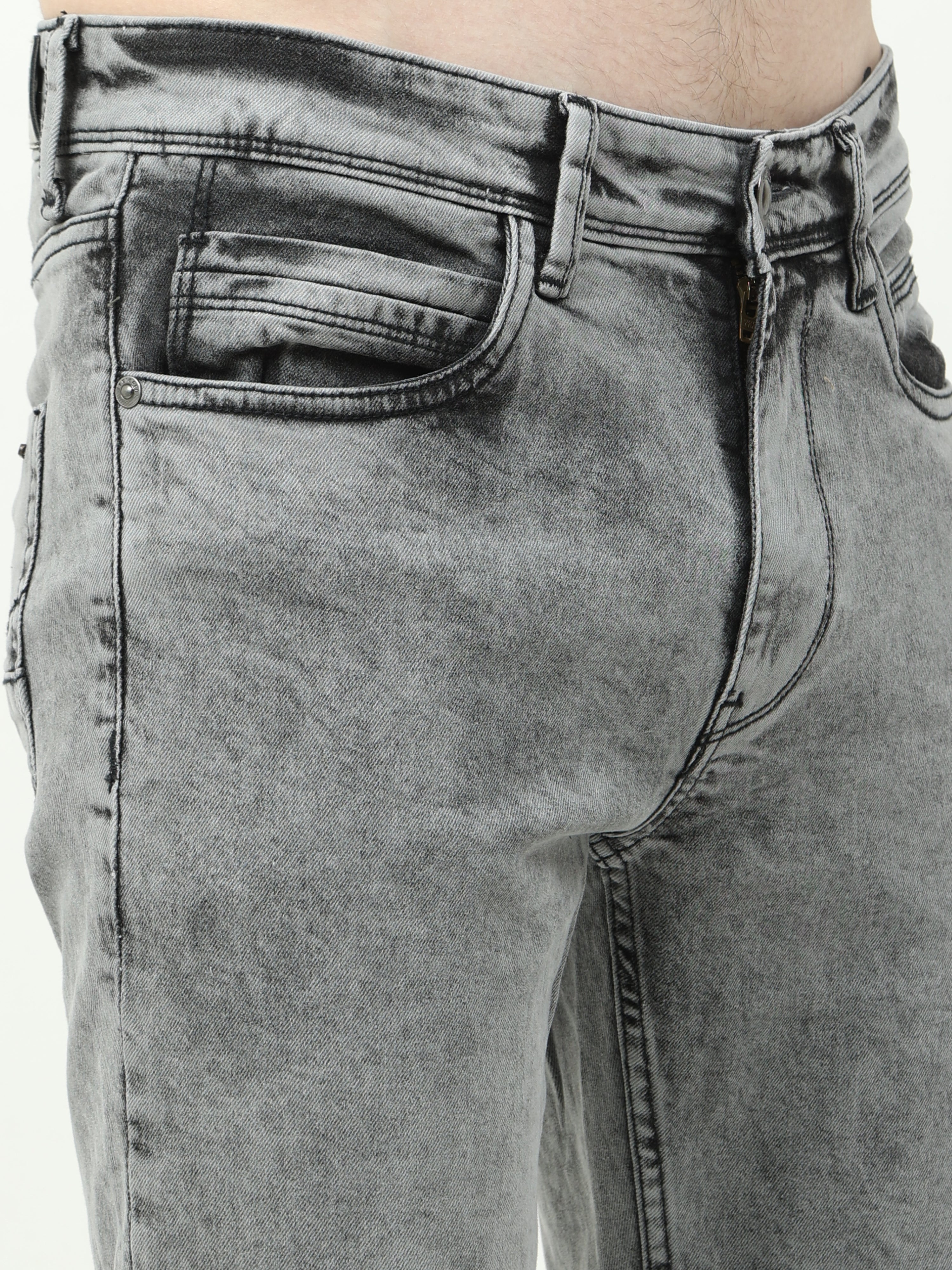 Men Trim Fit Acid Grey Jean