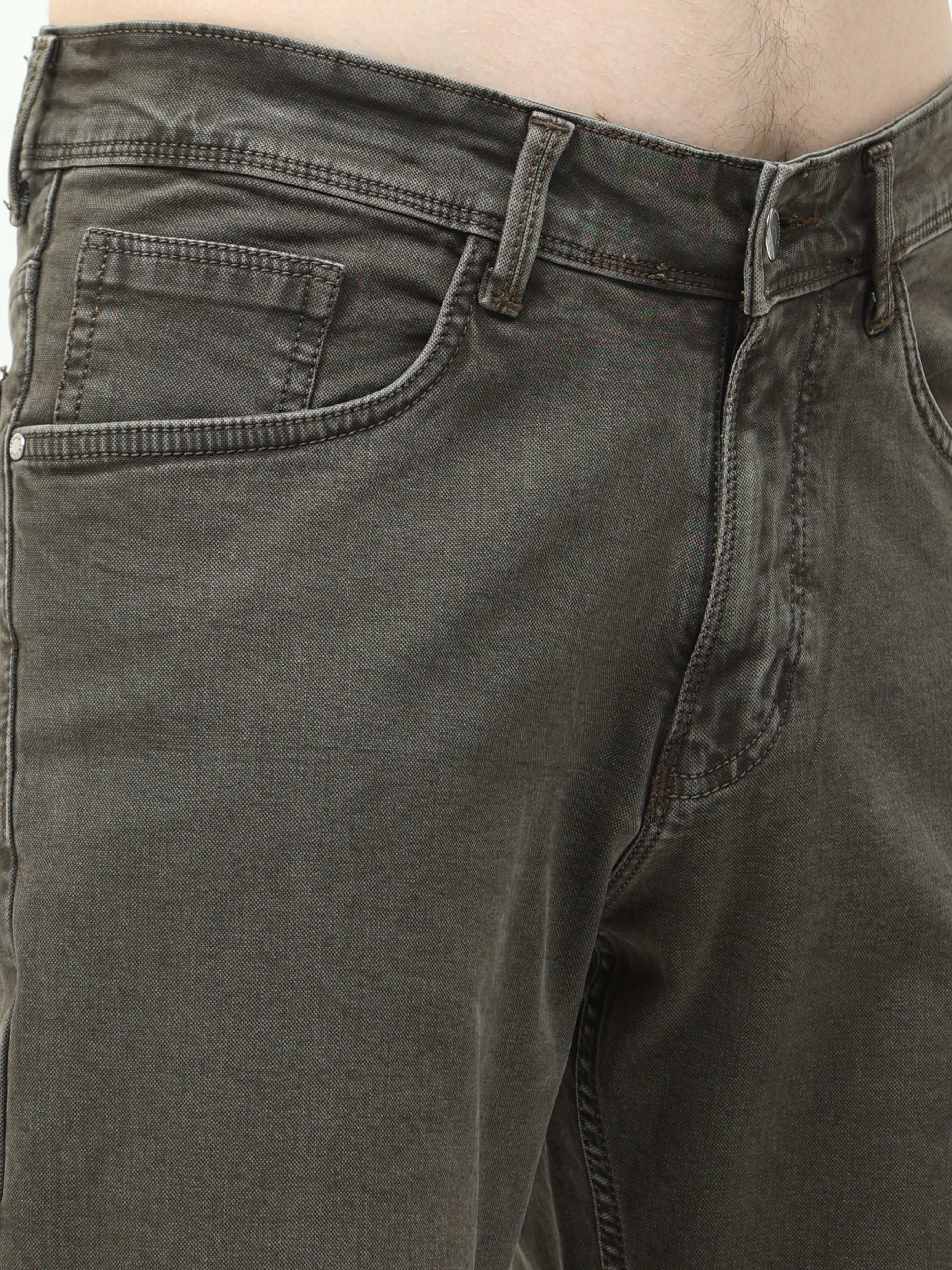 Men Slim Regular Fit Jeans Coffee